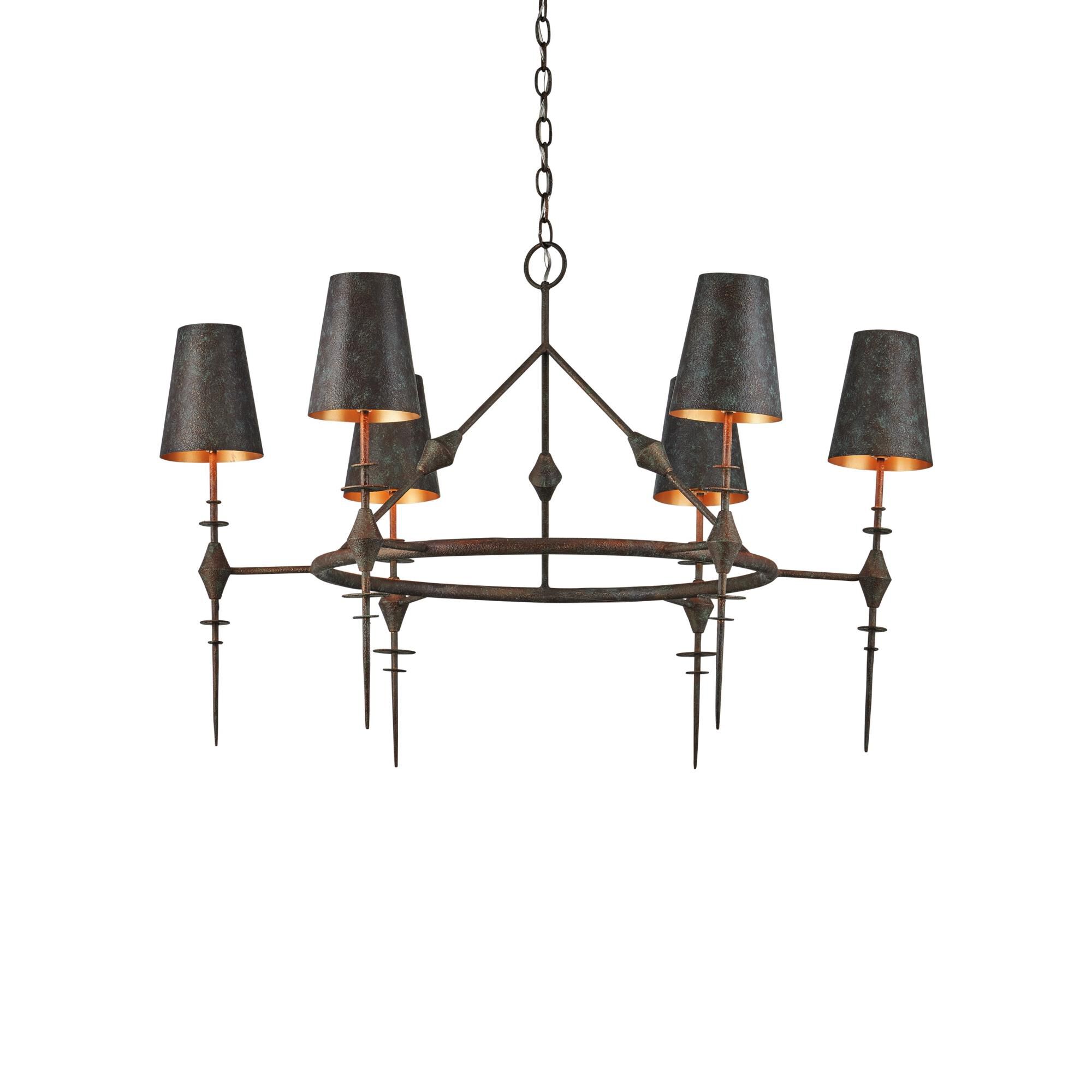 Shown in Verde Bronze and Contemporary Gold finish and Metal Verdi Bronze/Painted Contemporary shade