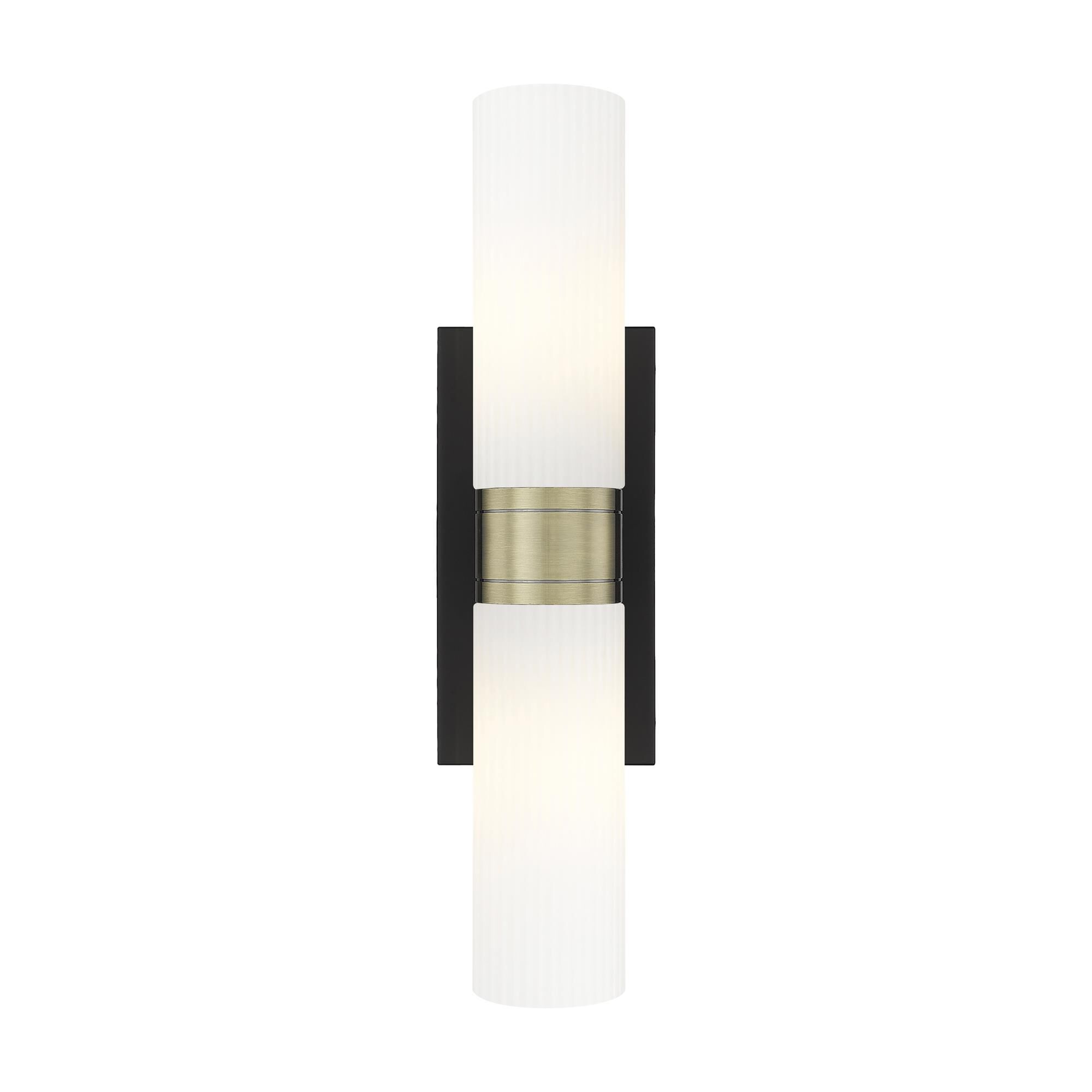 Shown in Black Antique Brass finish and Striped White glass