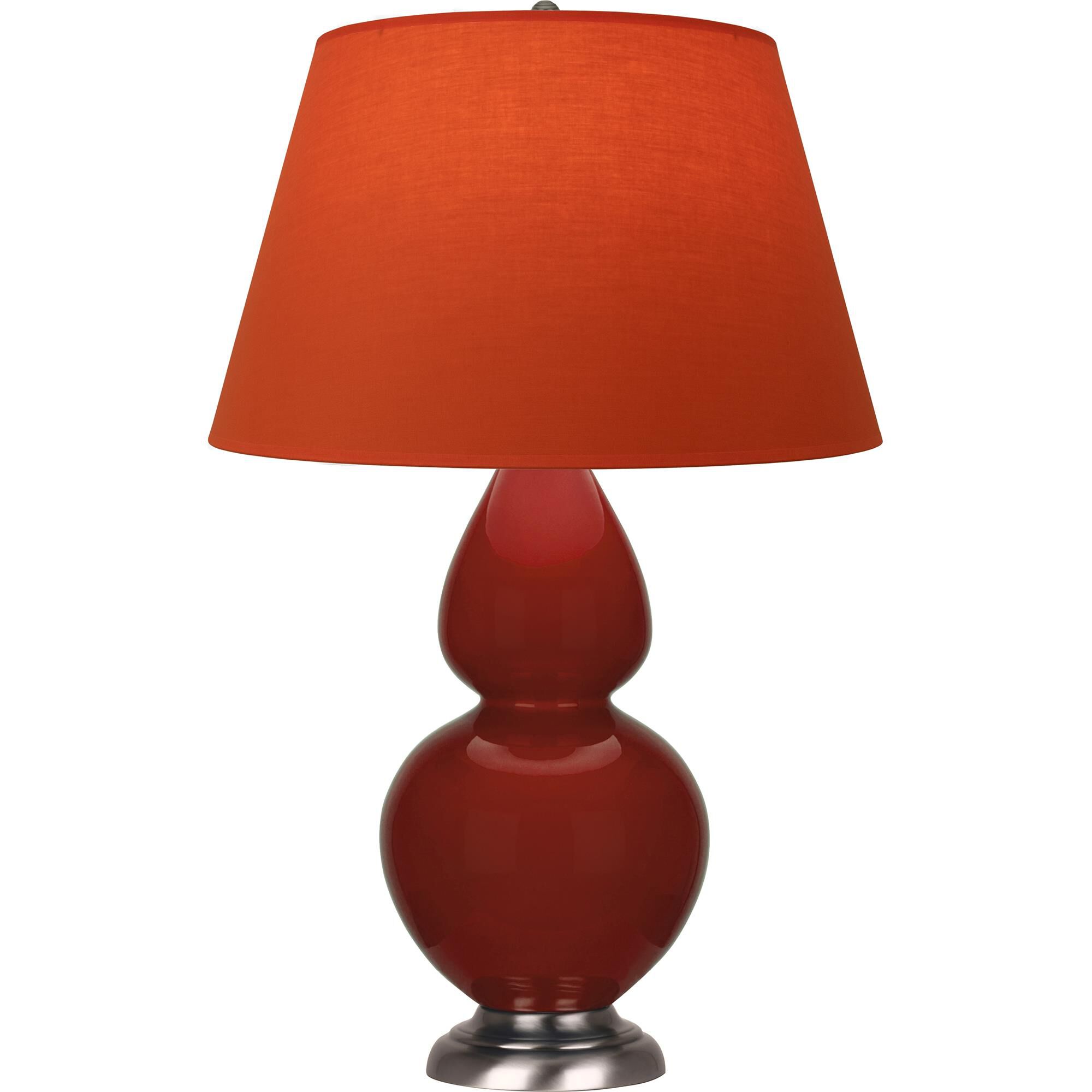 Shown in Oxblood Glazed finish and Tangerine and Taupe Lining shade and Antique Silver accent