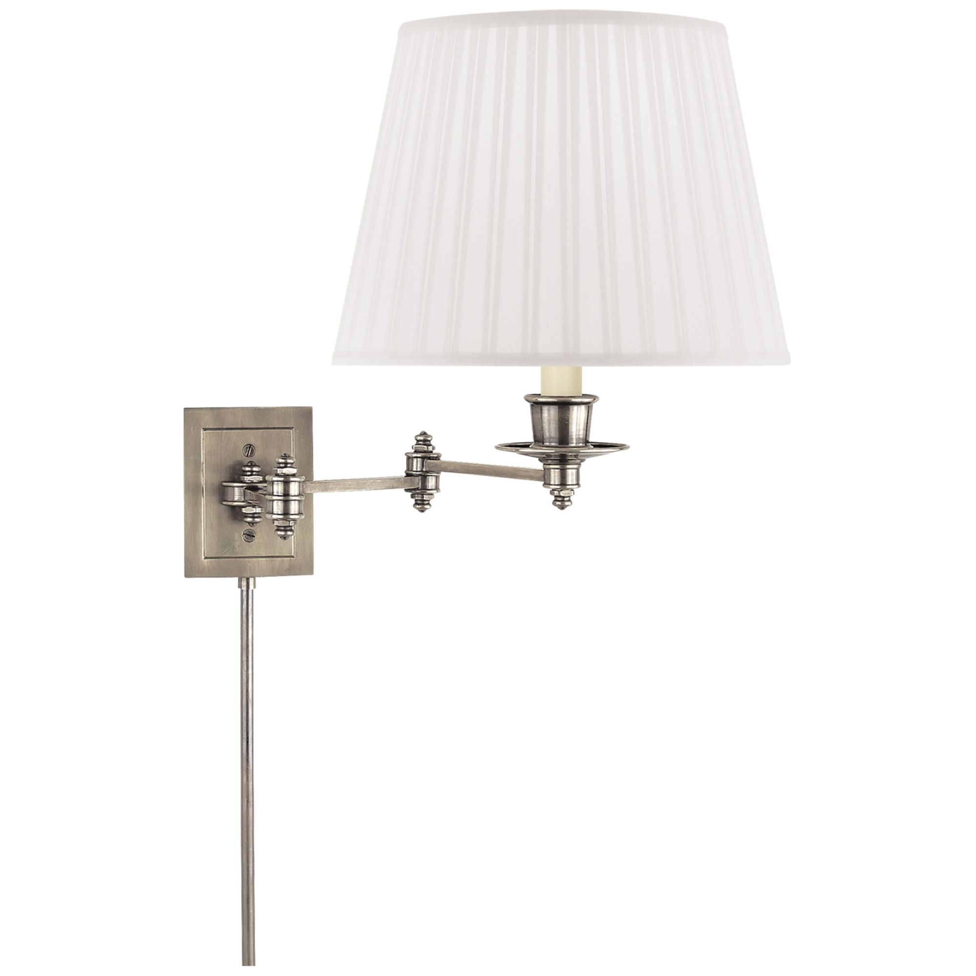 Shown in Antique Nickel finish and Silk shade