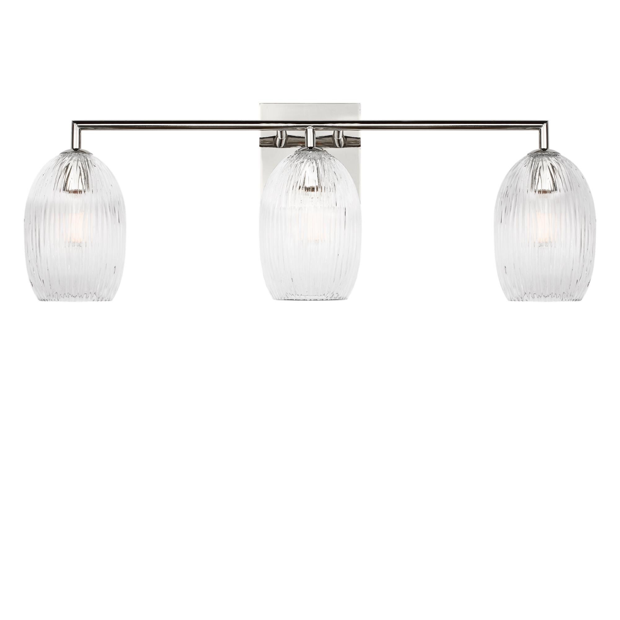 Shown in Polished Nickel finish and Striped Clear glass