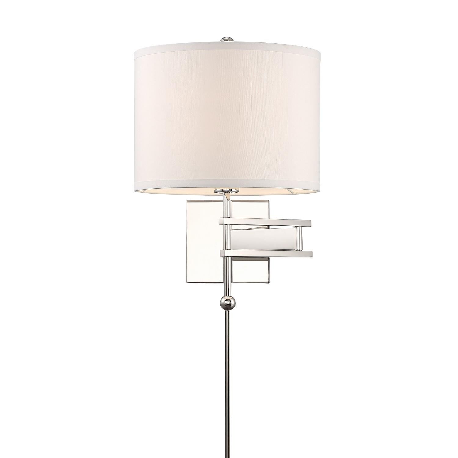 Shown in Polished Nickel finish and Silk glass and Silk shade
