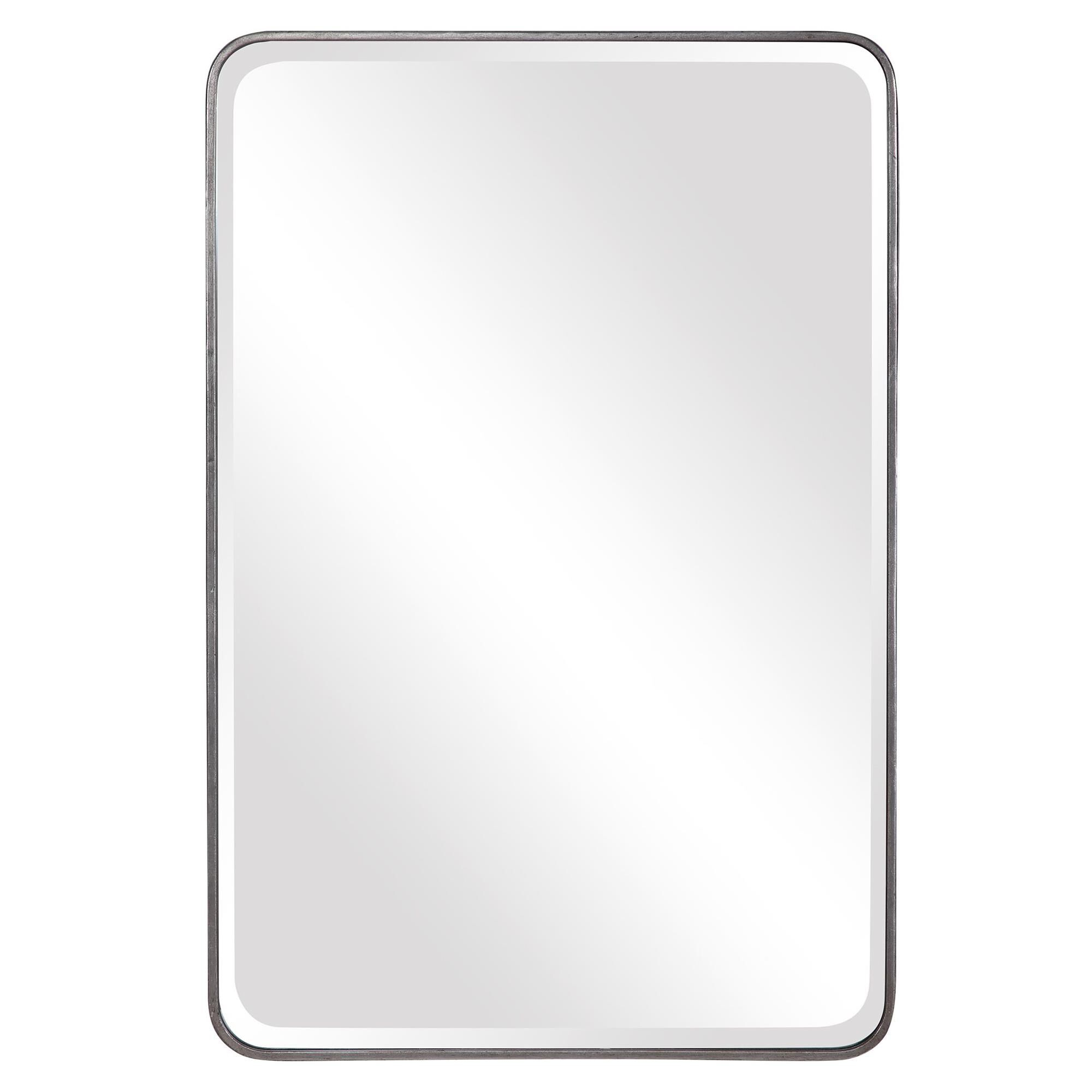 Shown in This Iron Frame Is Finished In Lightly Distressed Silver Leaf Featuring Gracefully Curved Corners, A finish