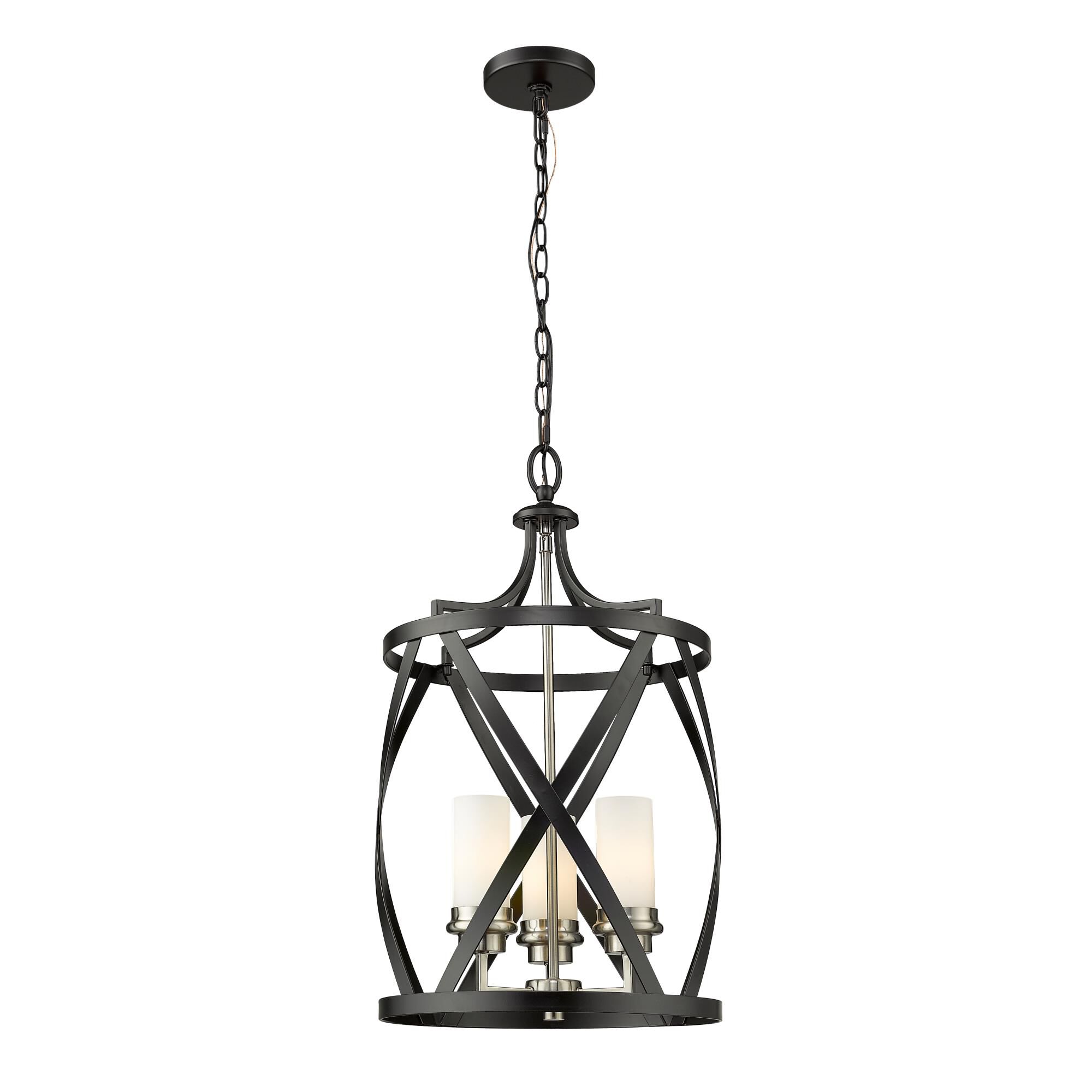 Shown in Matte Black + Brushed Nickel finish and Glass shade