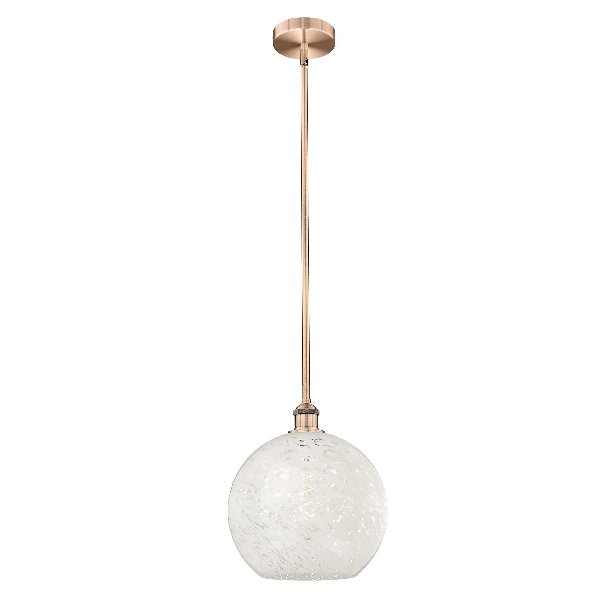 Shown in Antique Copper finish and White Mouchette glass