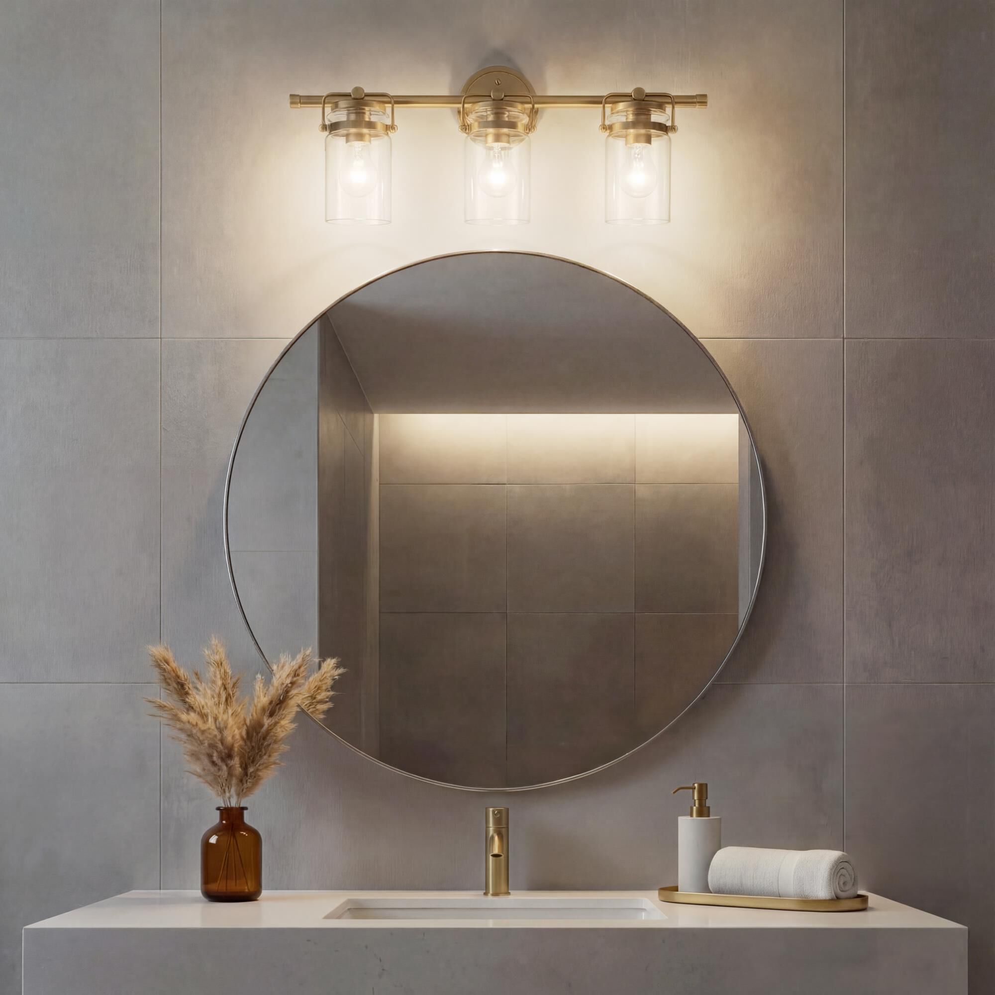 Shown in Champagne Bronze finish and Clear glass