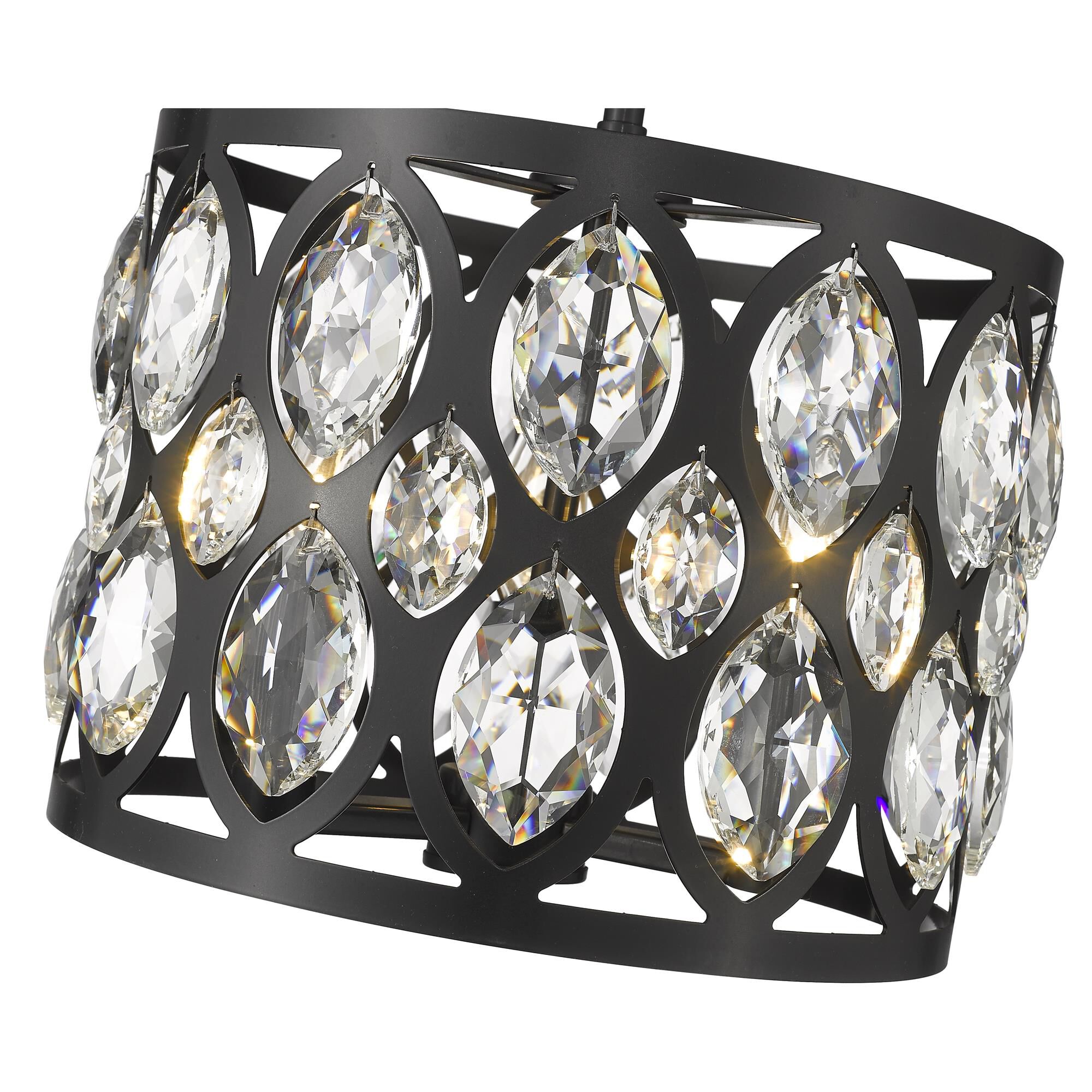 Shown in Matte Black finish and Steel + K9 Crystal glass and Steel + K9 Crystal shade