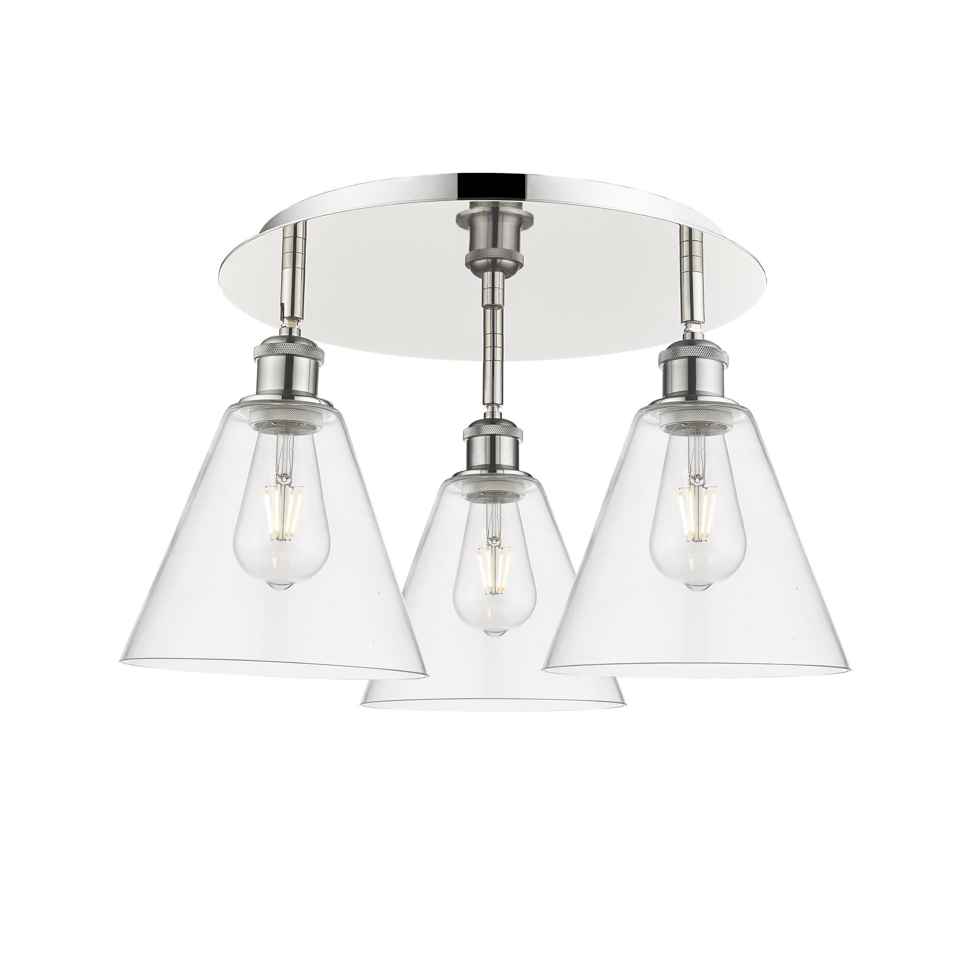 Shown in Polished Nickel finish and Clear glass