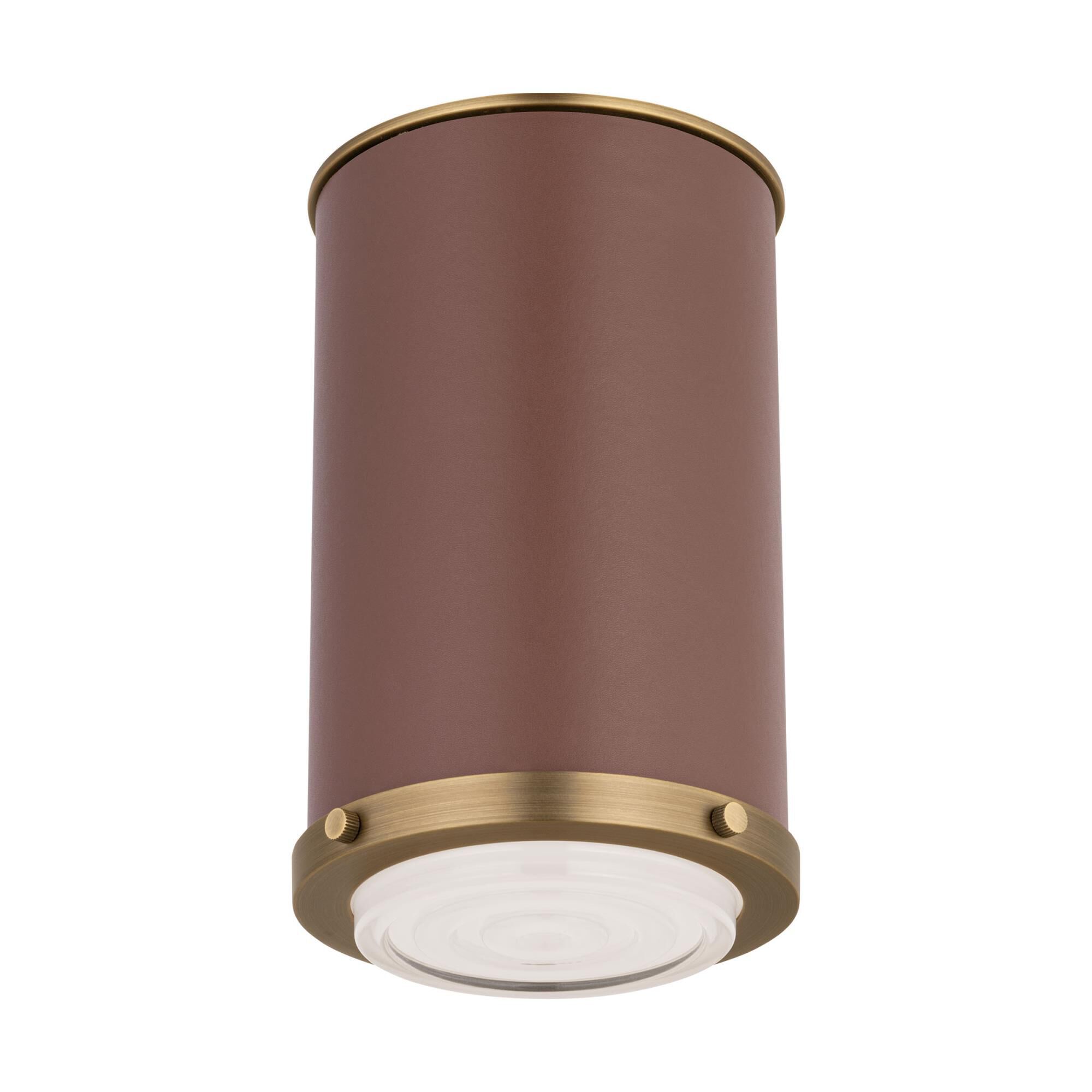 Shown in Time Worn Brass finish and Silk Screen White Inside Clear Outside glass