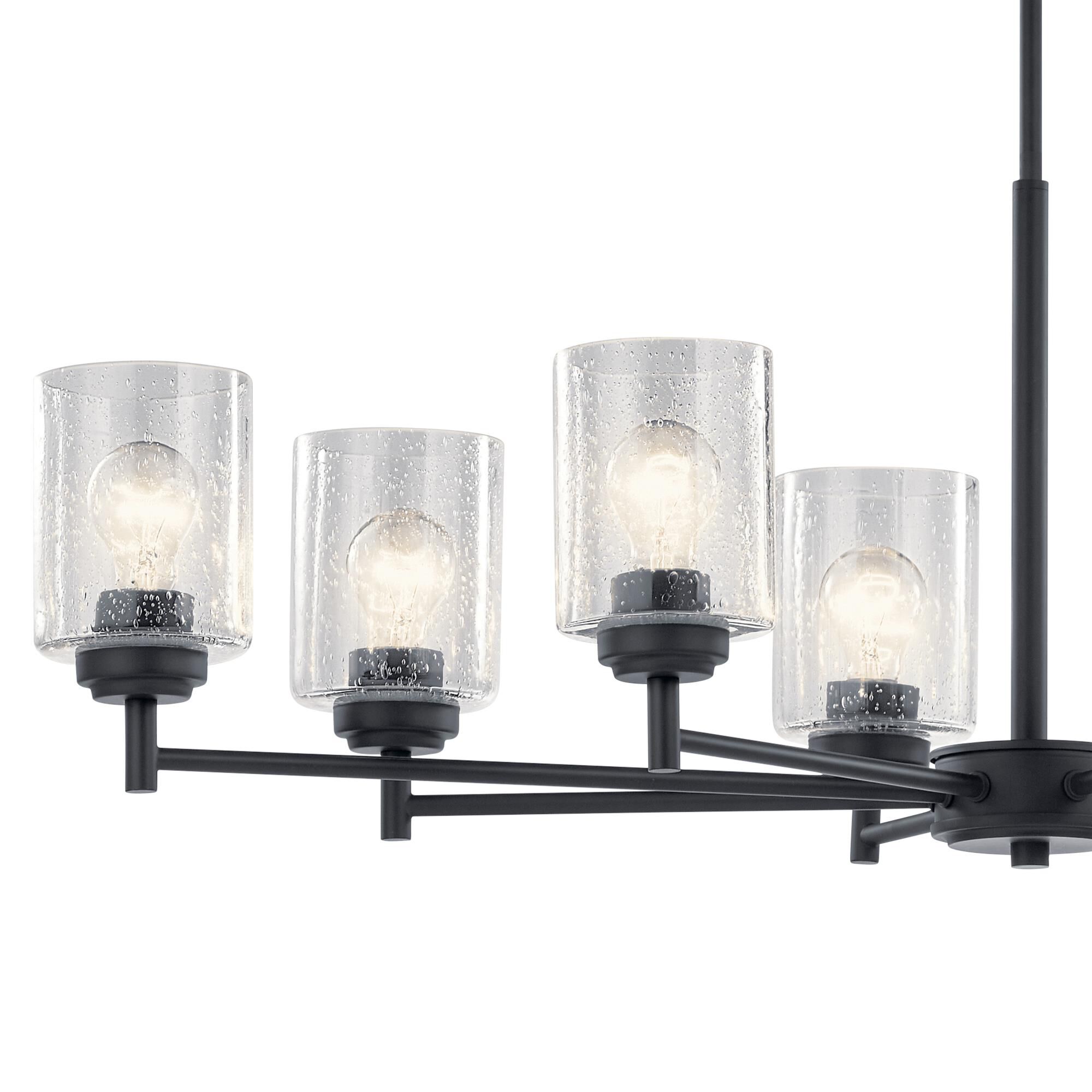 Shown in Black finish and Clear Seeded glass