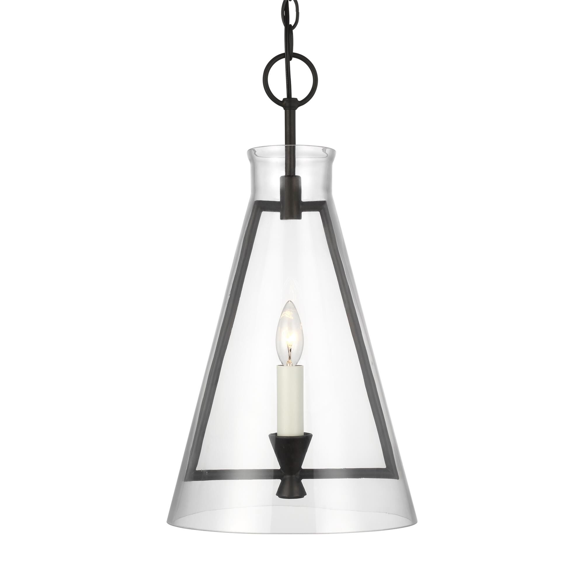 Shown in Aged Iron finish and Clear glass