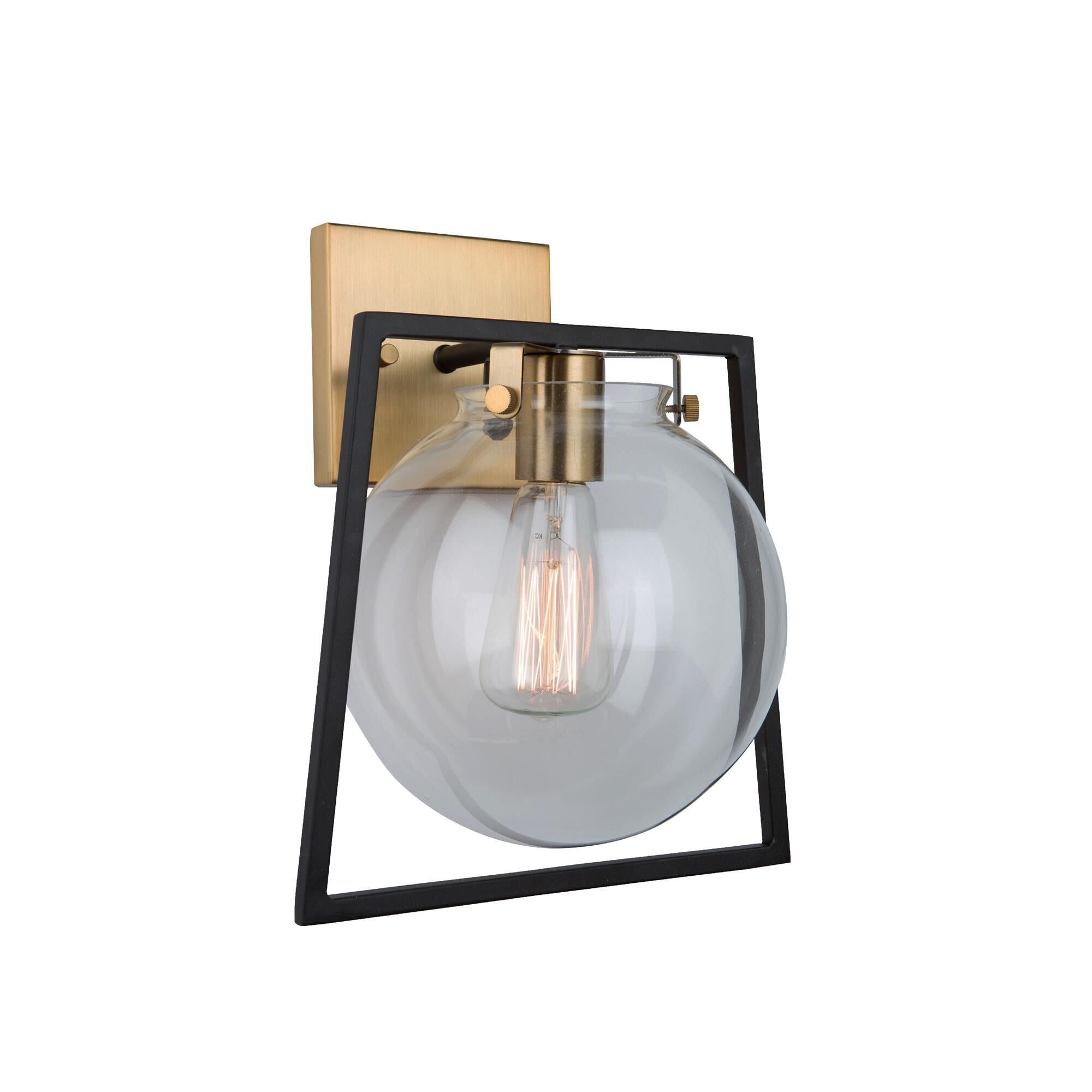 Shown in Black & Harvest Brass finish and Glass shade
