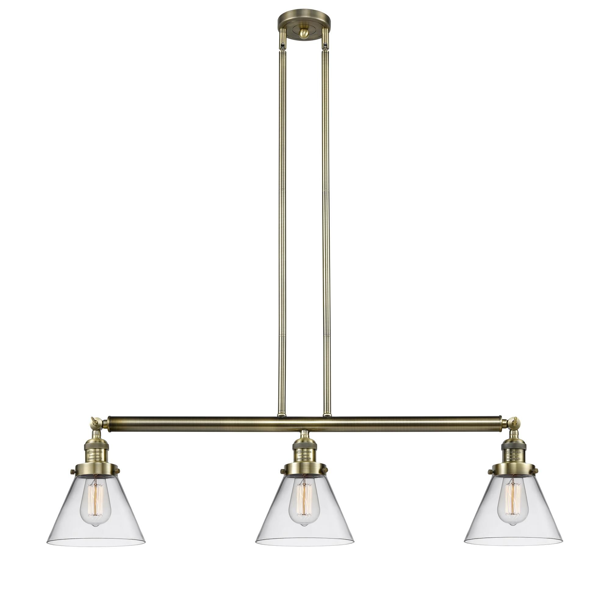 Shown in Antique Brass finish and Clear glass