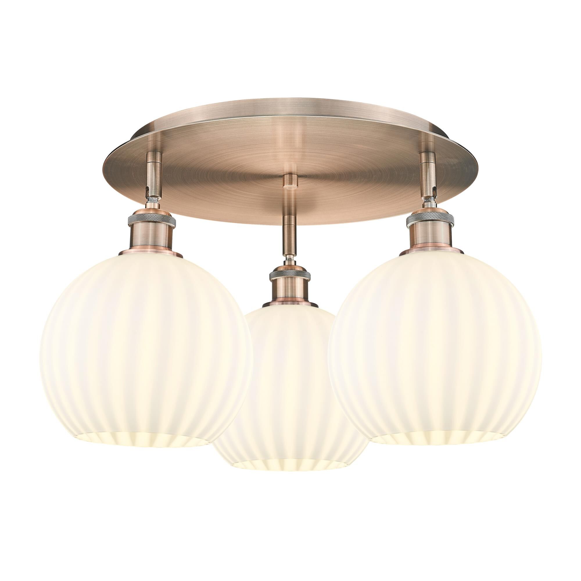 Shown in Antique Copper finish and White Venetian glass