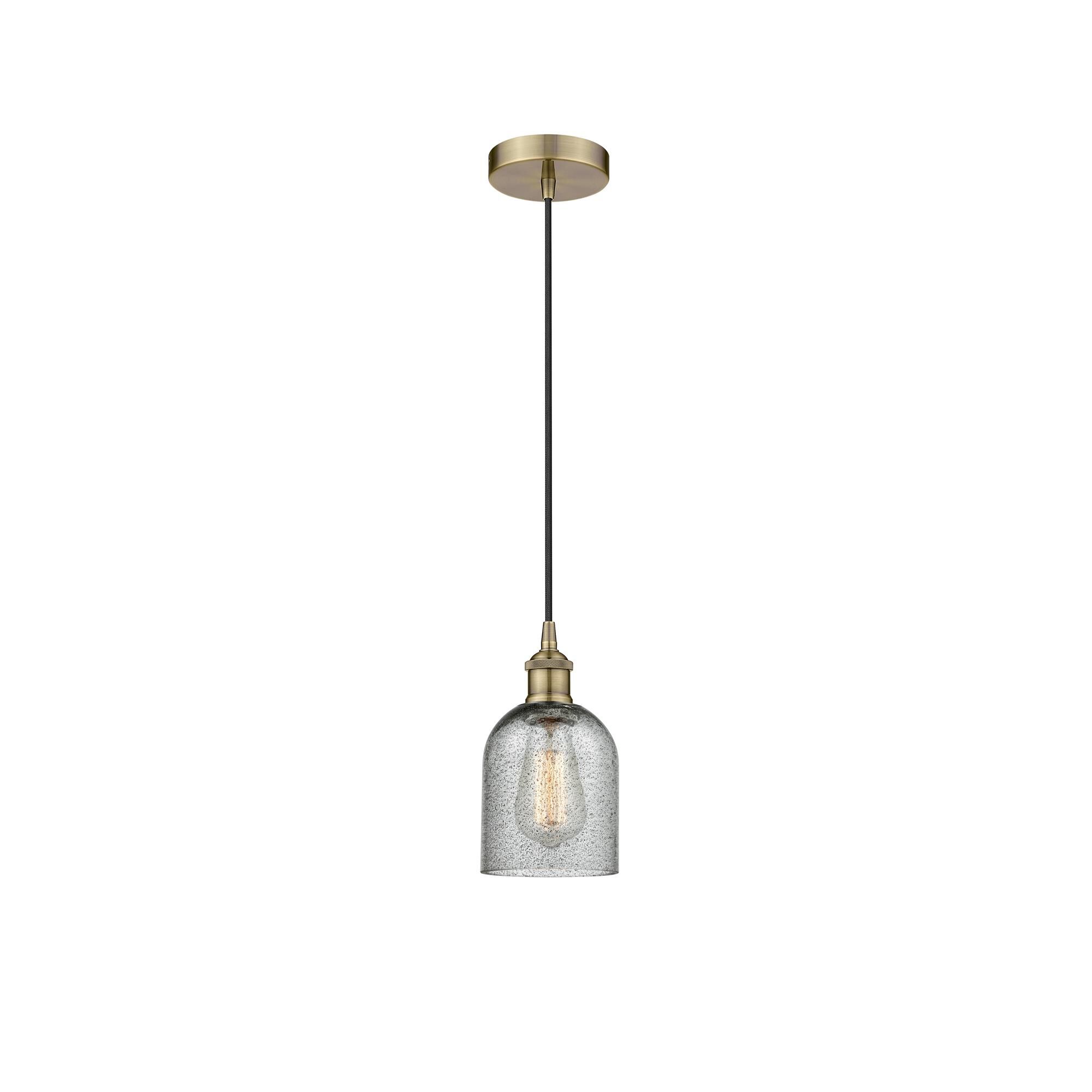 Shown in Antique Brass finish and Charcoal glass