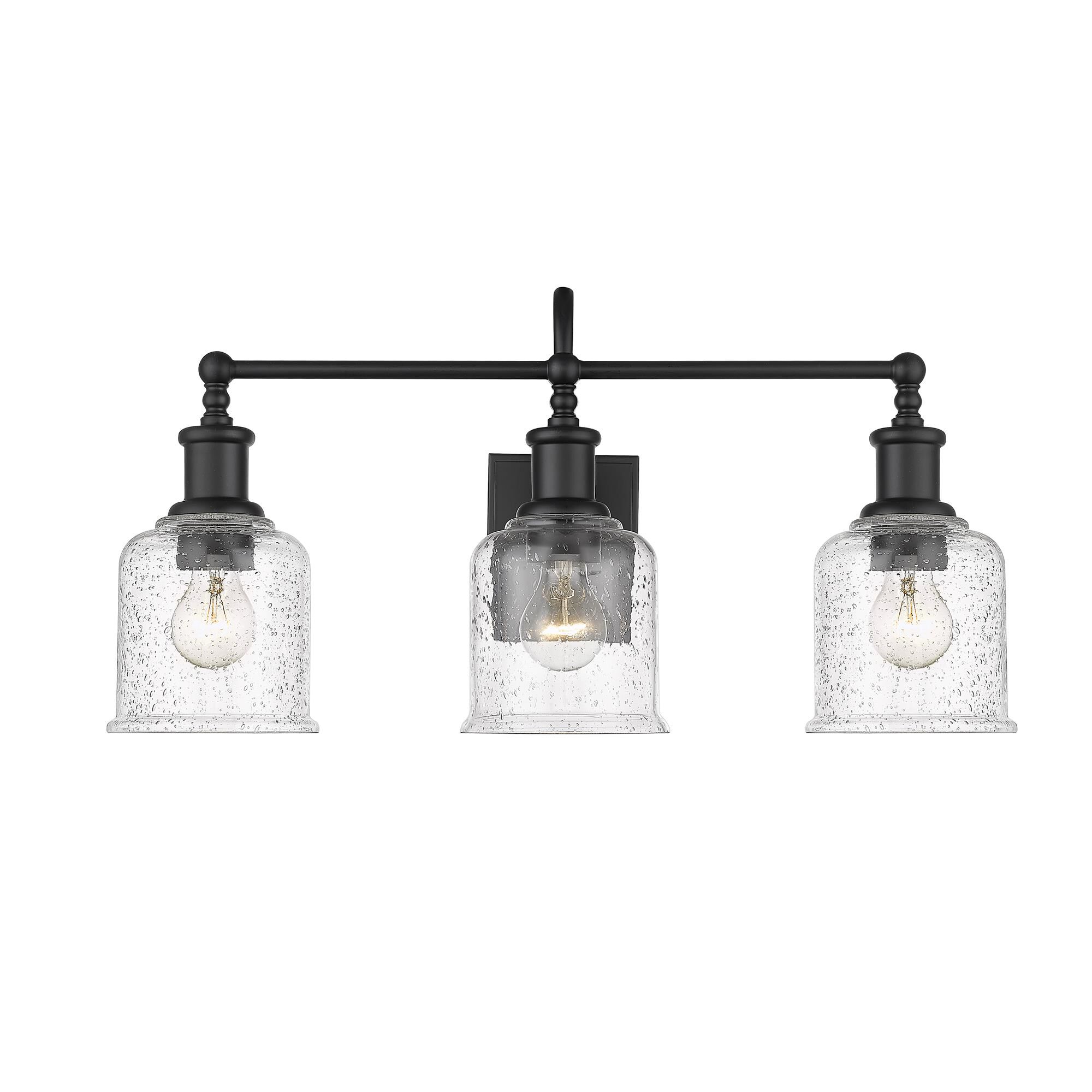 Shown in Matte Black finish and Glass shade
