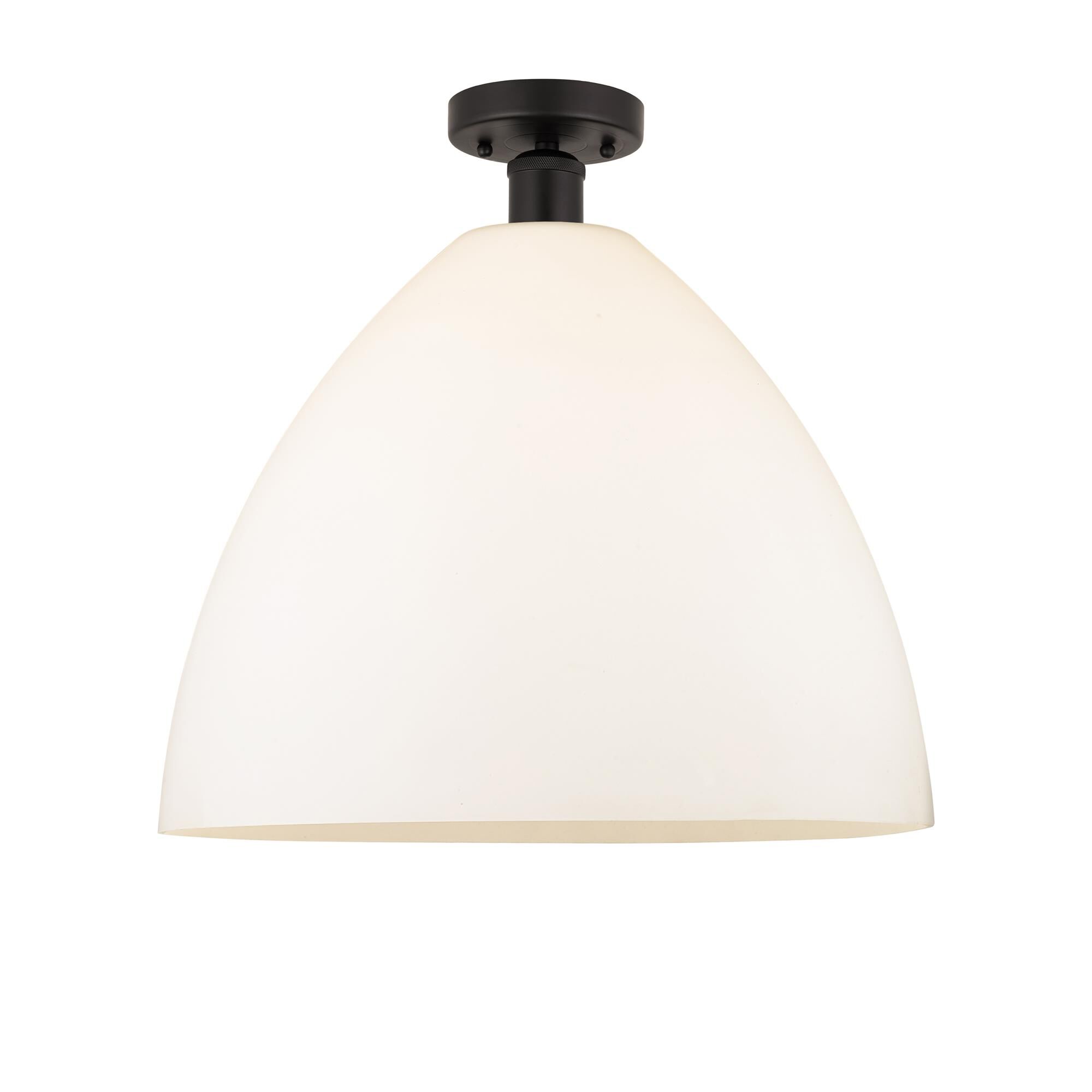 Shown in Oil Rubbed Bronze finish and Matte White glass