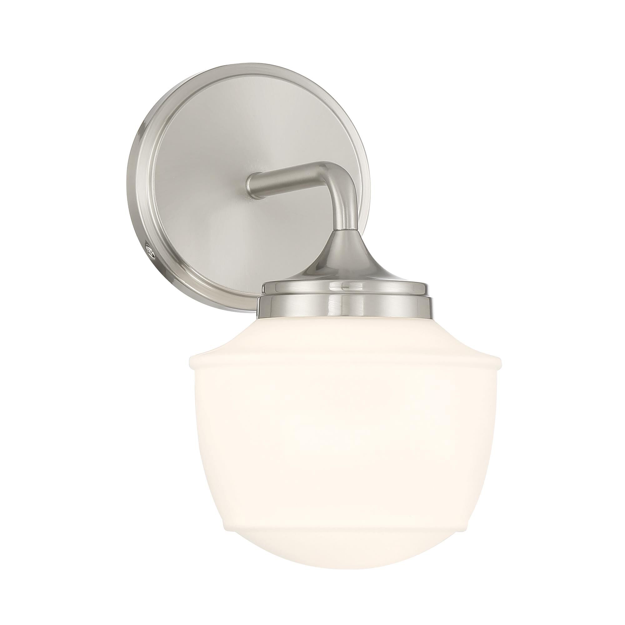 Shown in Brushed Nickel finish and Etched Opal glass and Glass shade