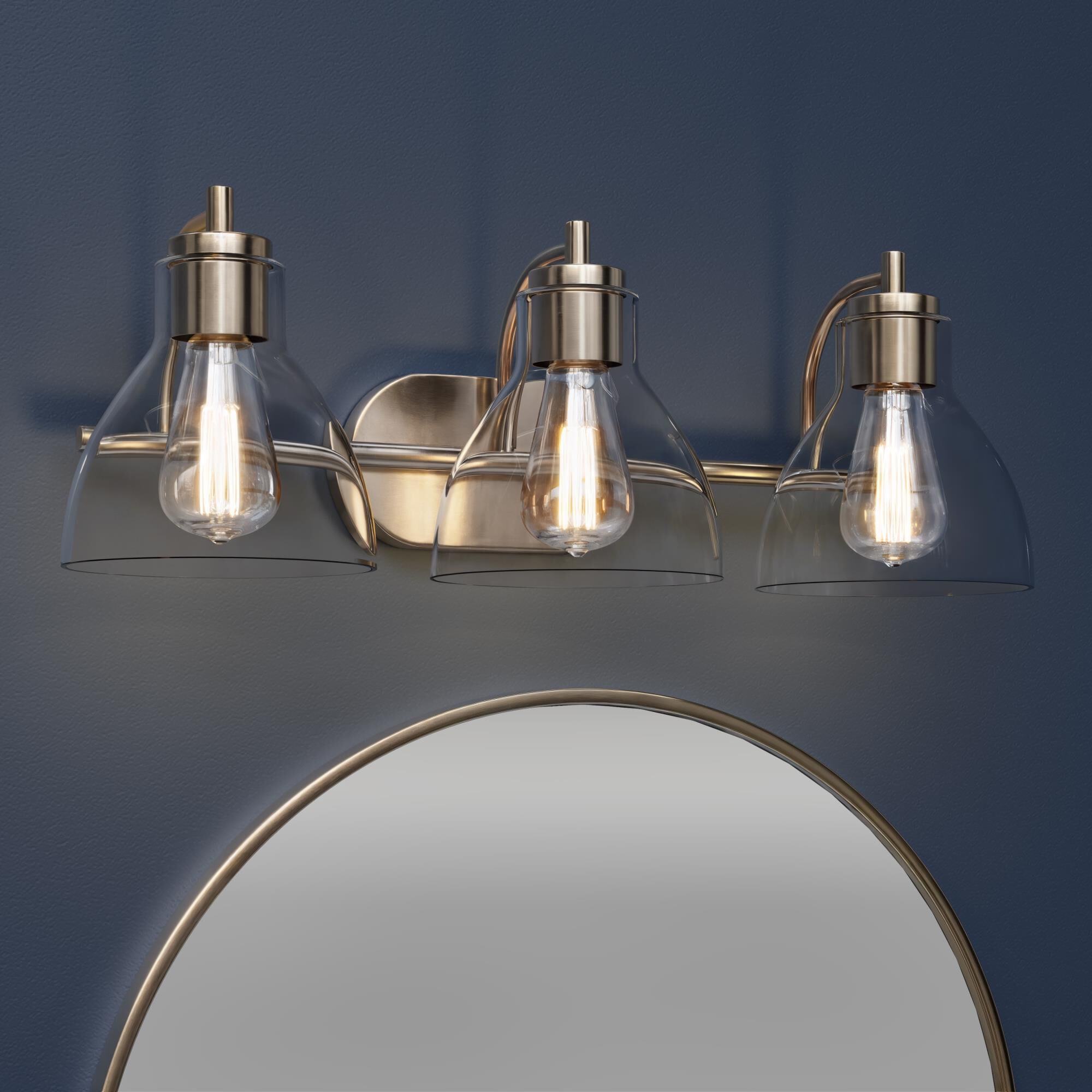 Shown in Modern Gold finish and Clear glass