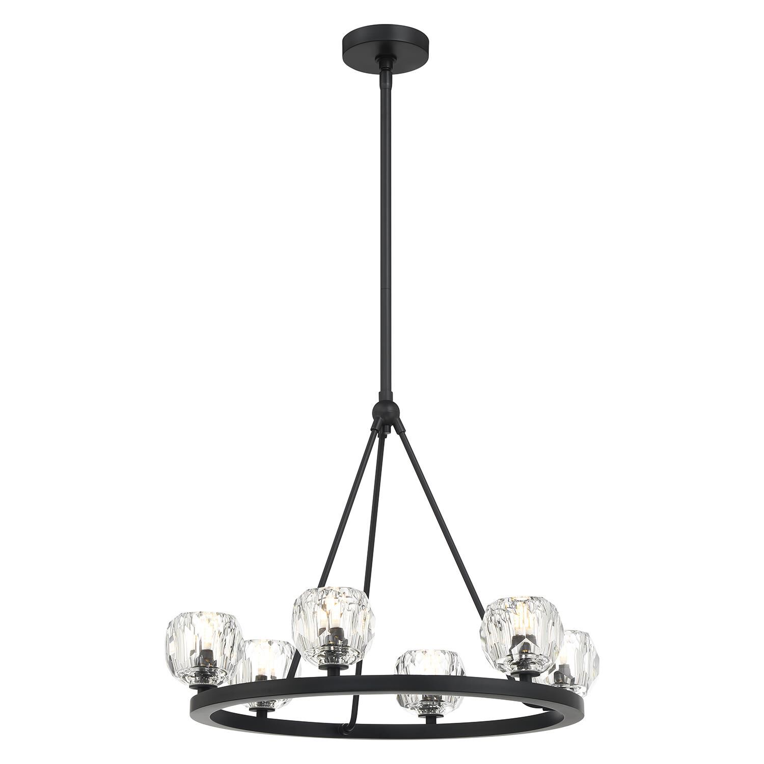 Shown in Matte Black finish and Faceted Cut crystal and Crystal shade