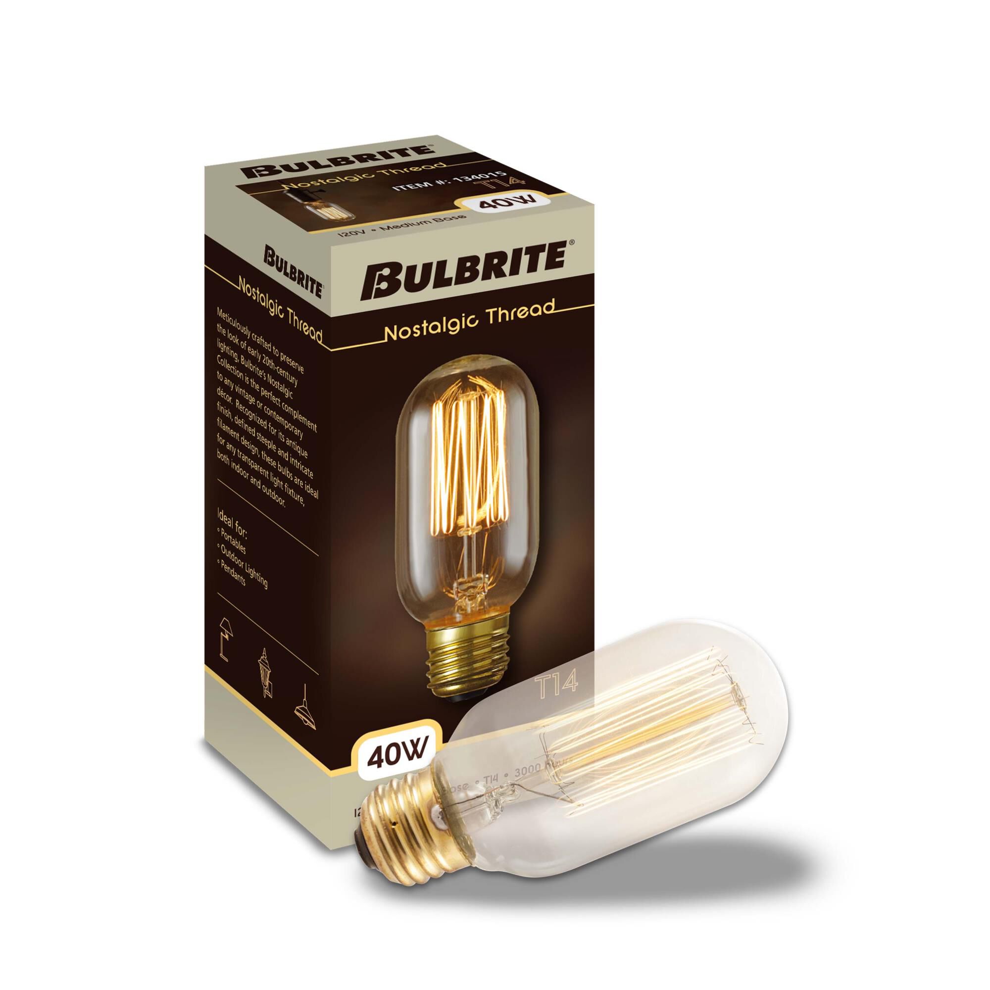 40 Watt 2200K T14 Incandescent Light Bulb by Bulbrite