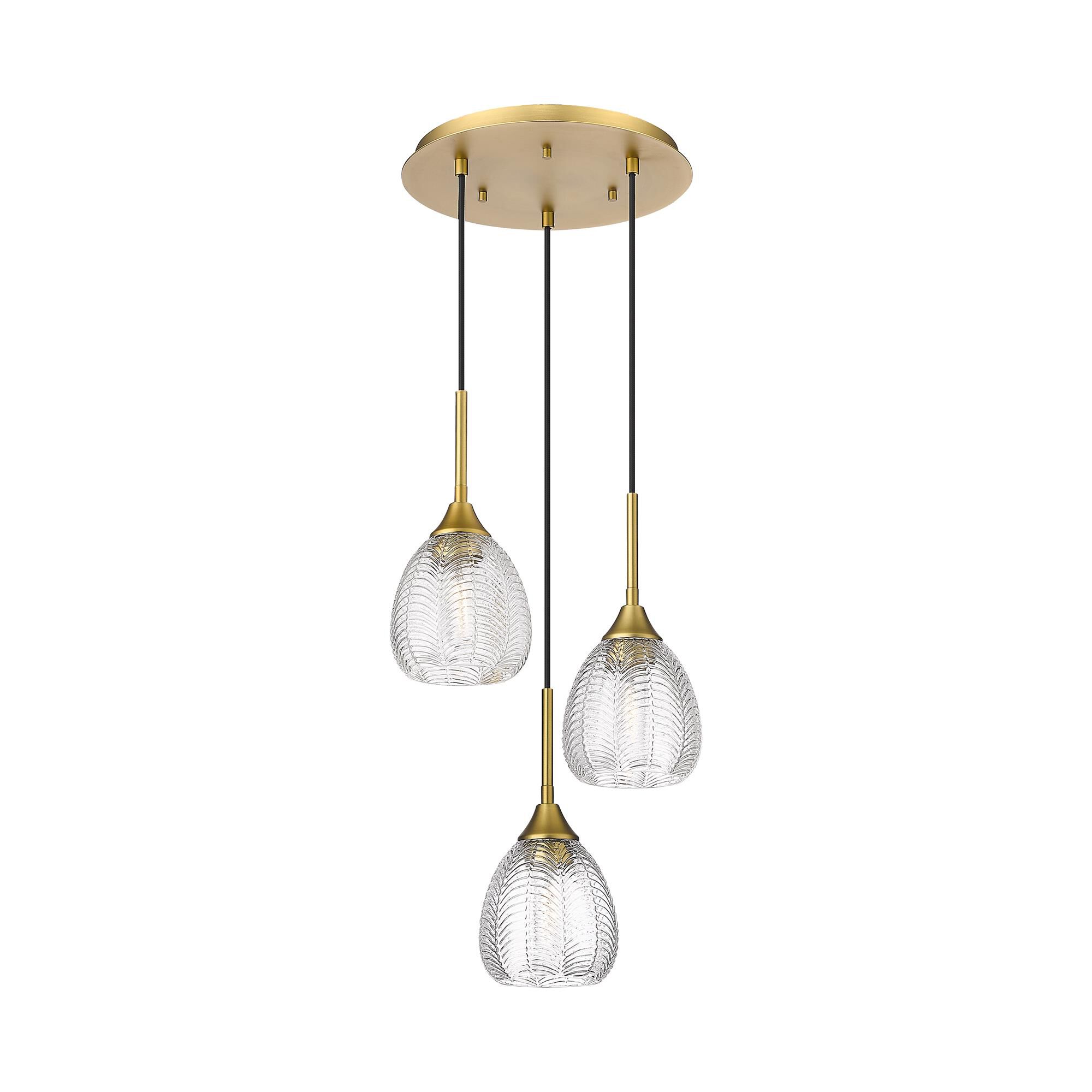 Shown in Brushed Brass finish and Clear shade