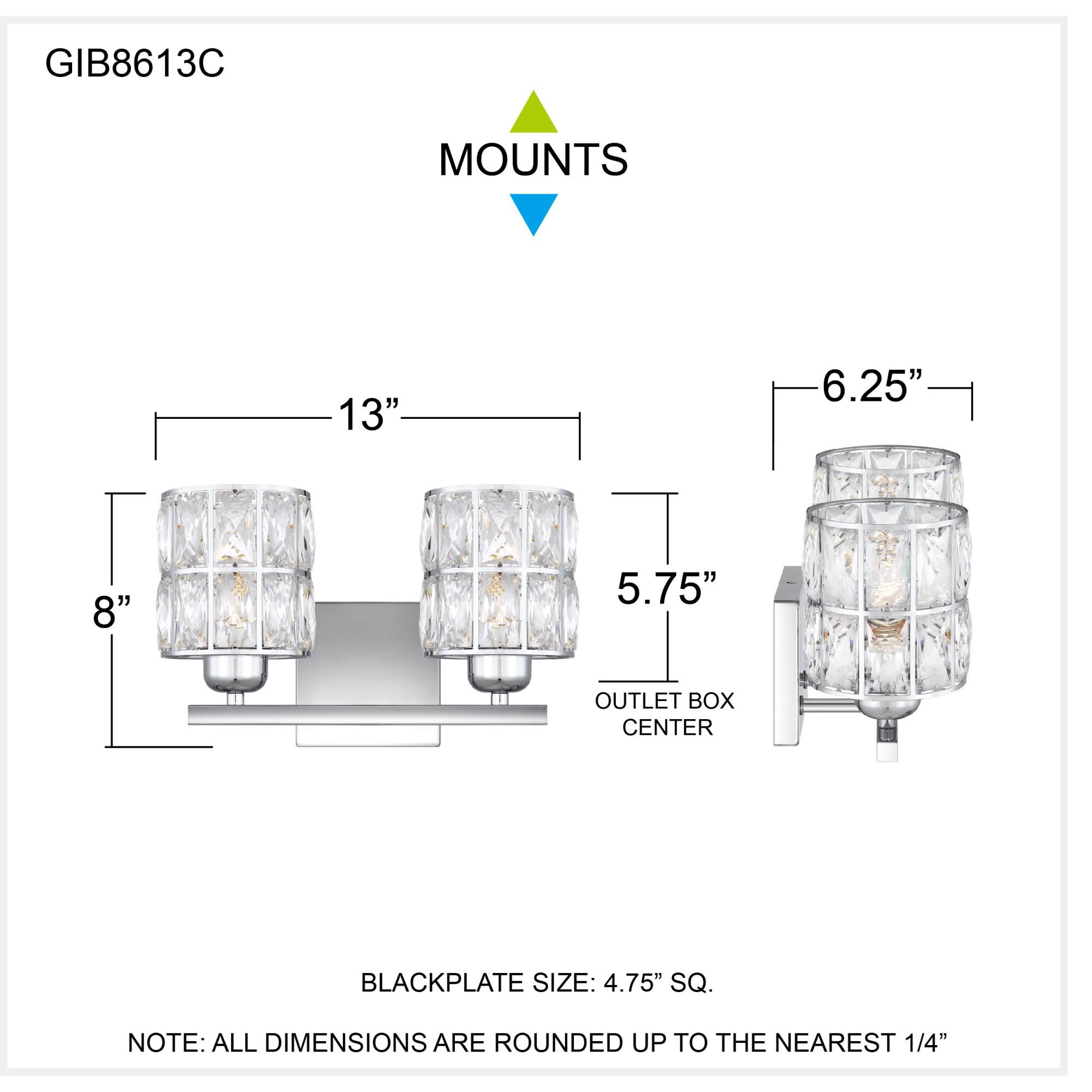 Shown in Polished Chrome finish and Clear Beveled Crystal glass