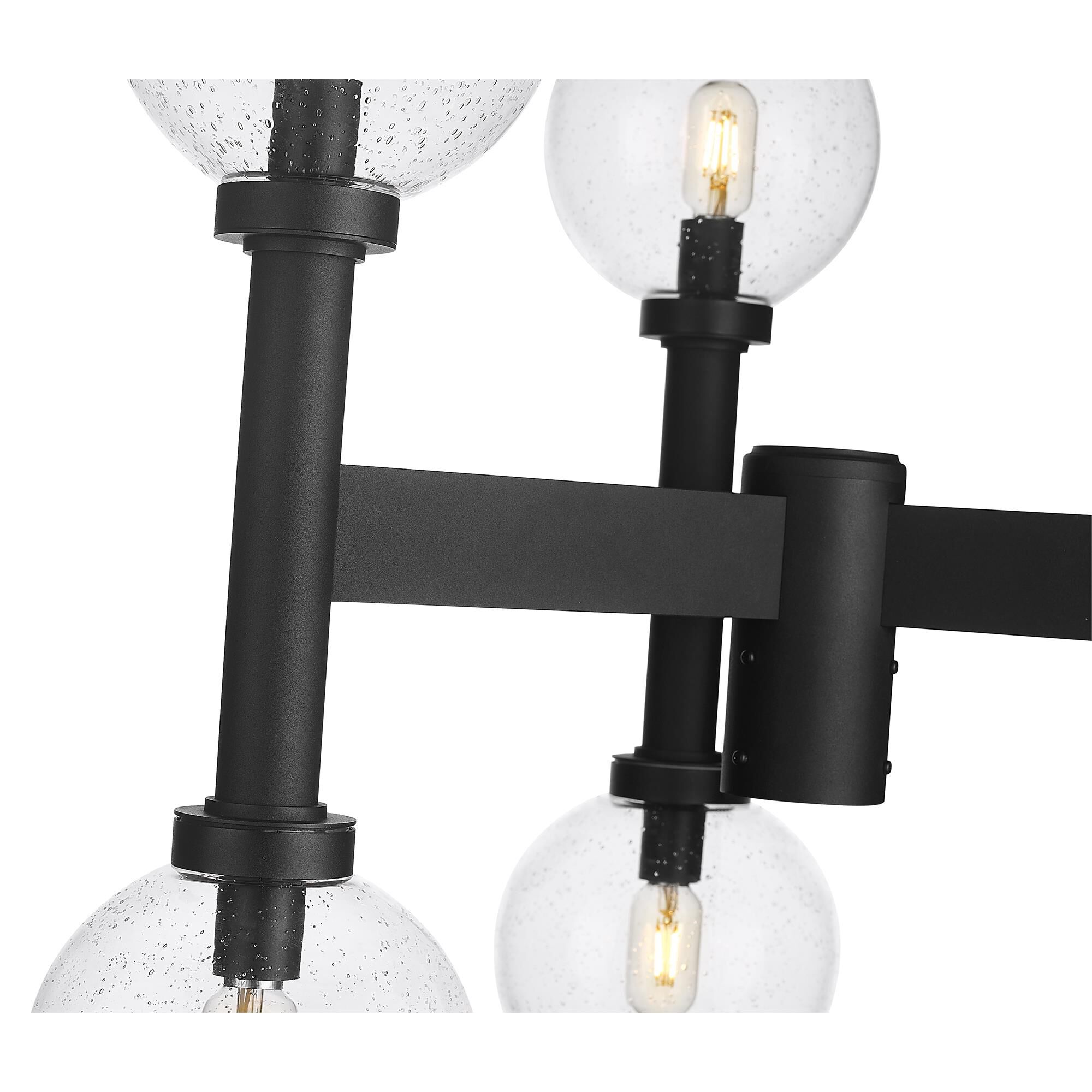 Shown in Black finish and Clear Seedy glass