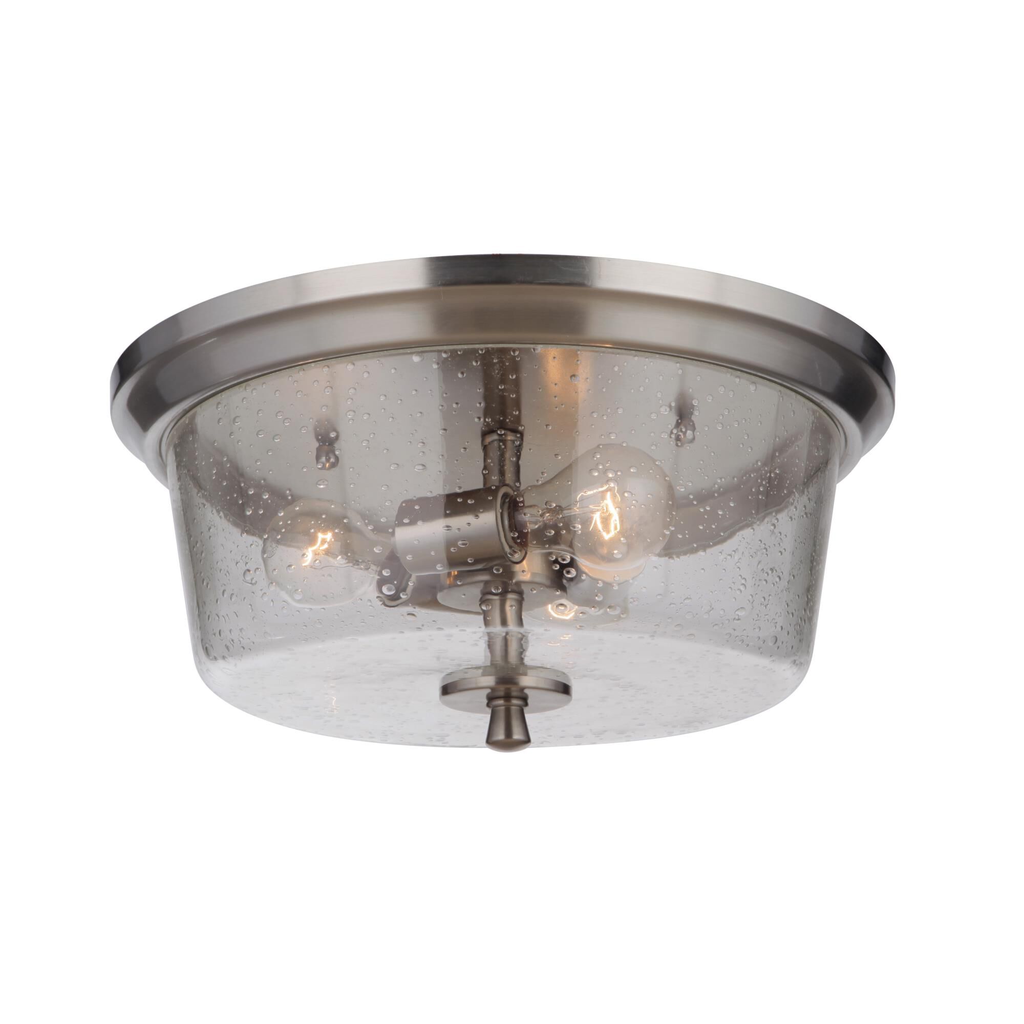 Shown in Brushed Polished Nickel finish and Clear Seeded glass and Glass shade