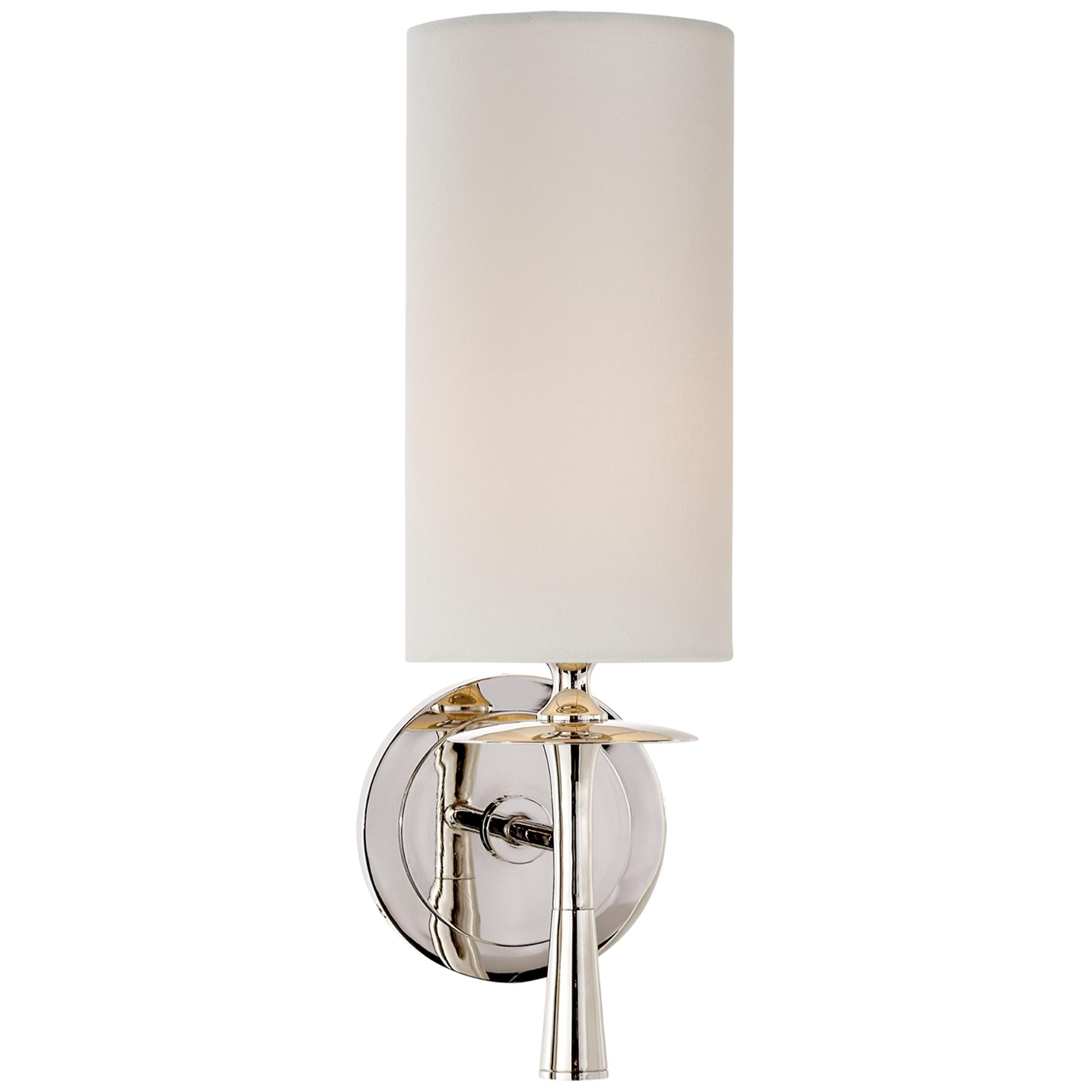 Shown in Polished Nickel finish and Linen shade