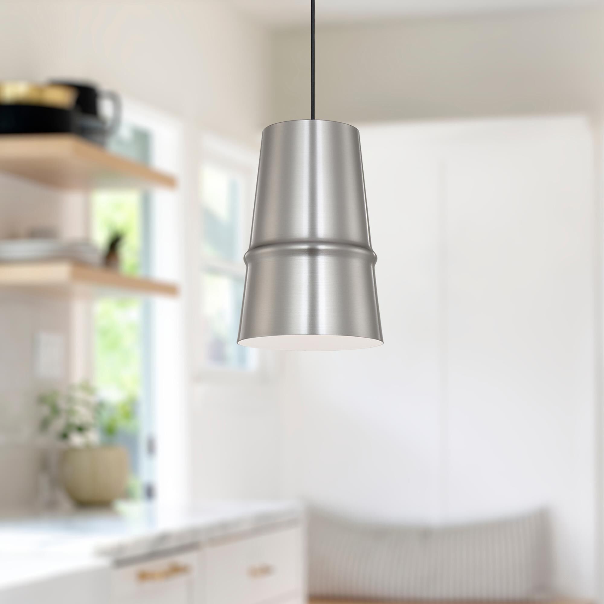 Shown in Brushed Nickel finish and Aluminium shade