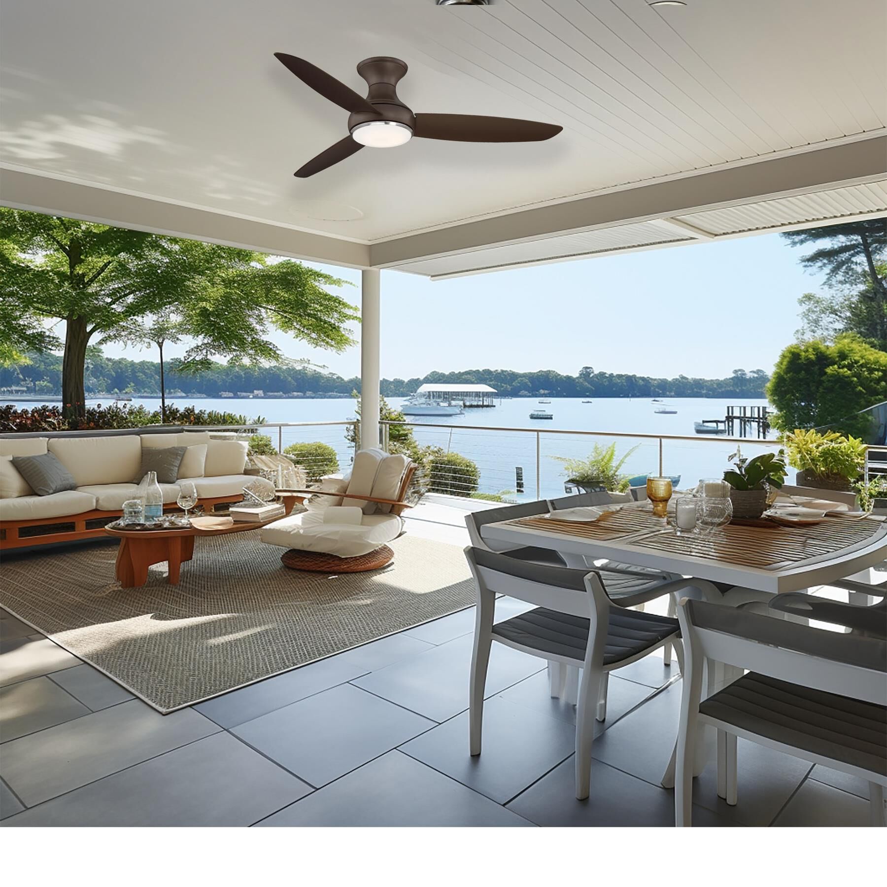 Concept Outdoor Rated 54 Inch Flush Mount Fan with Light Kit by Minka Aire