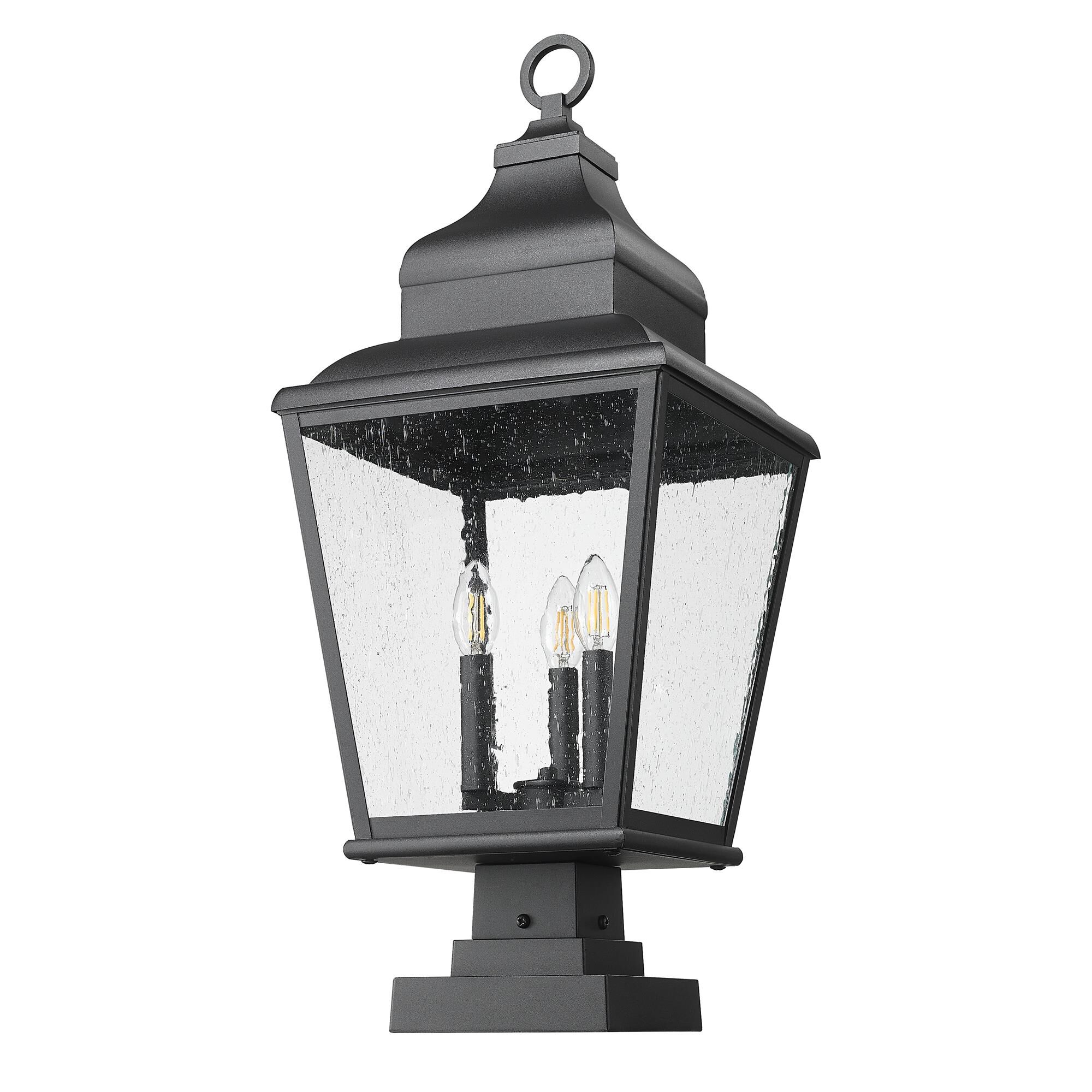 Shown in Sand Black finish and Clear Seedy glass
