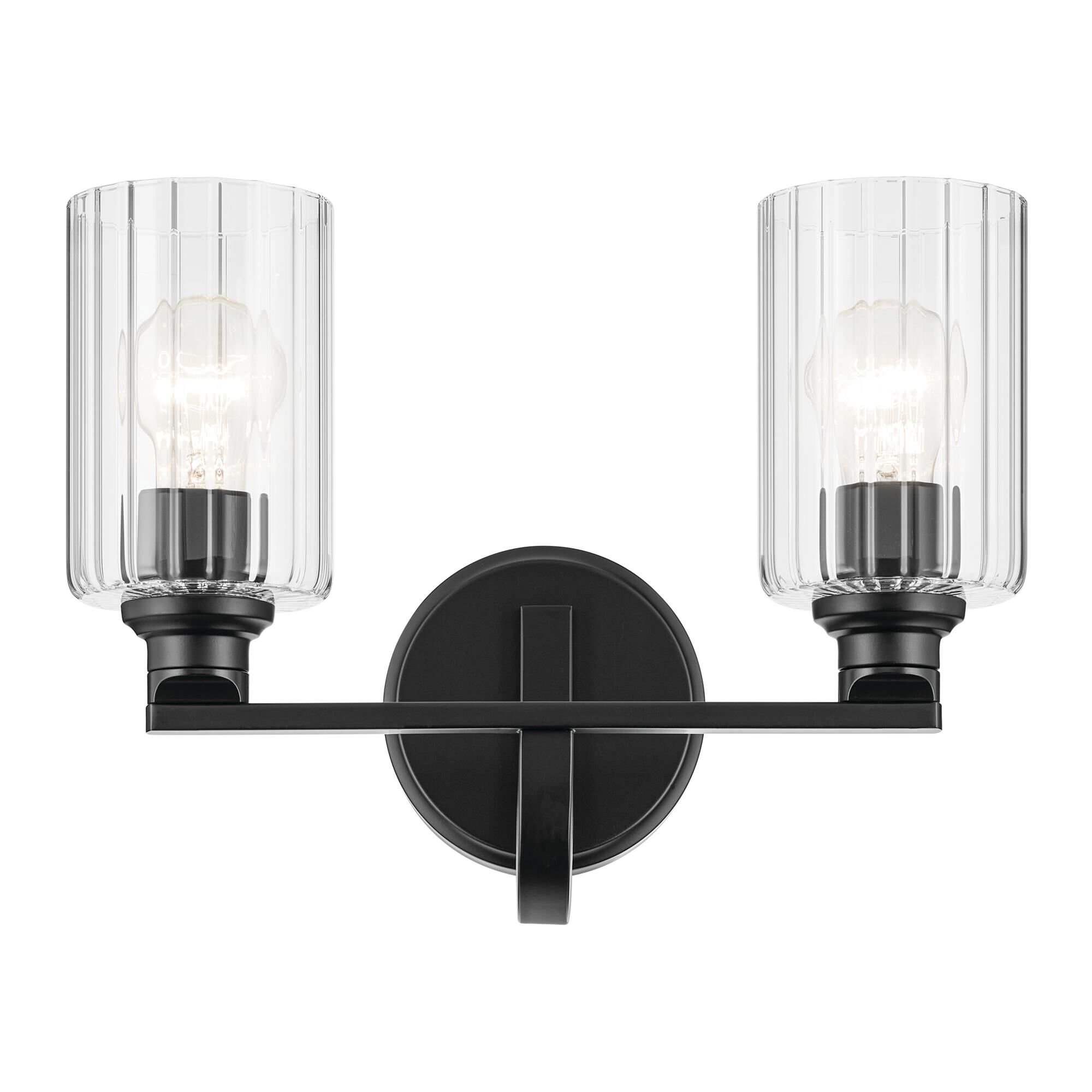 Shown in Black finish and Clear Fluted glass