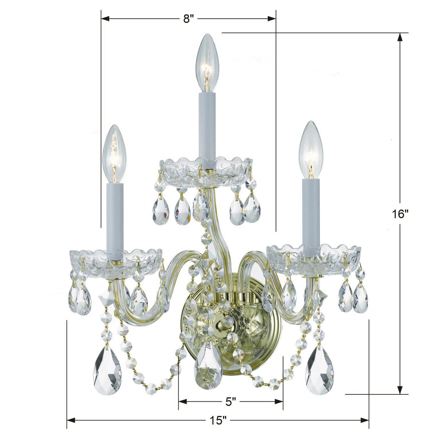 Traditional Crystal 16 Inch Wall Sconce by Crystorama