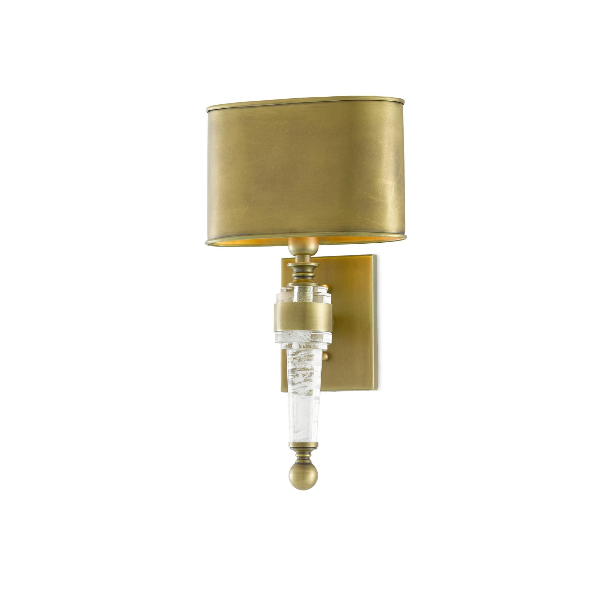 Shown in Antique Brass finish and Antique Brass Metal shade