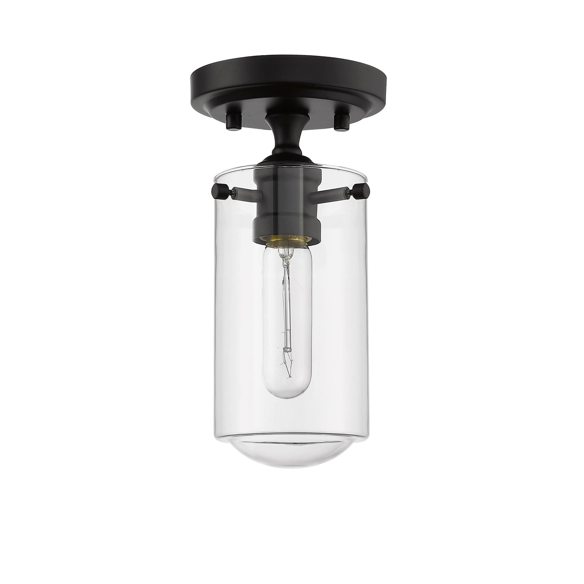 Shown in Matte Black finish and Glass shade