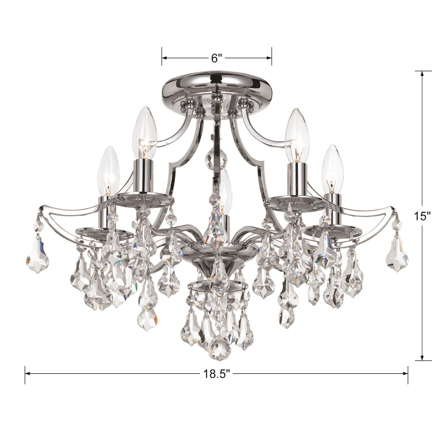 Cedar 18 Inch 5 Light Semi Flush Mount by Crystorama