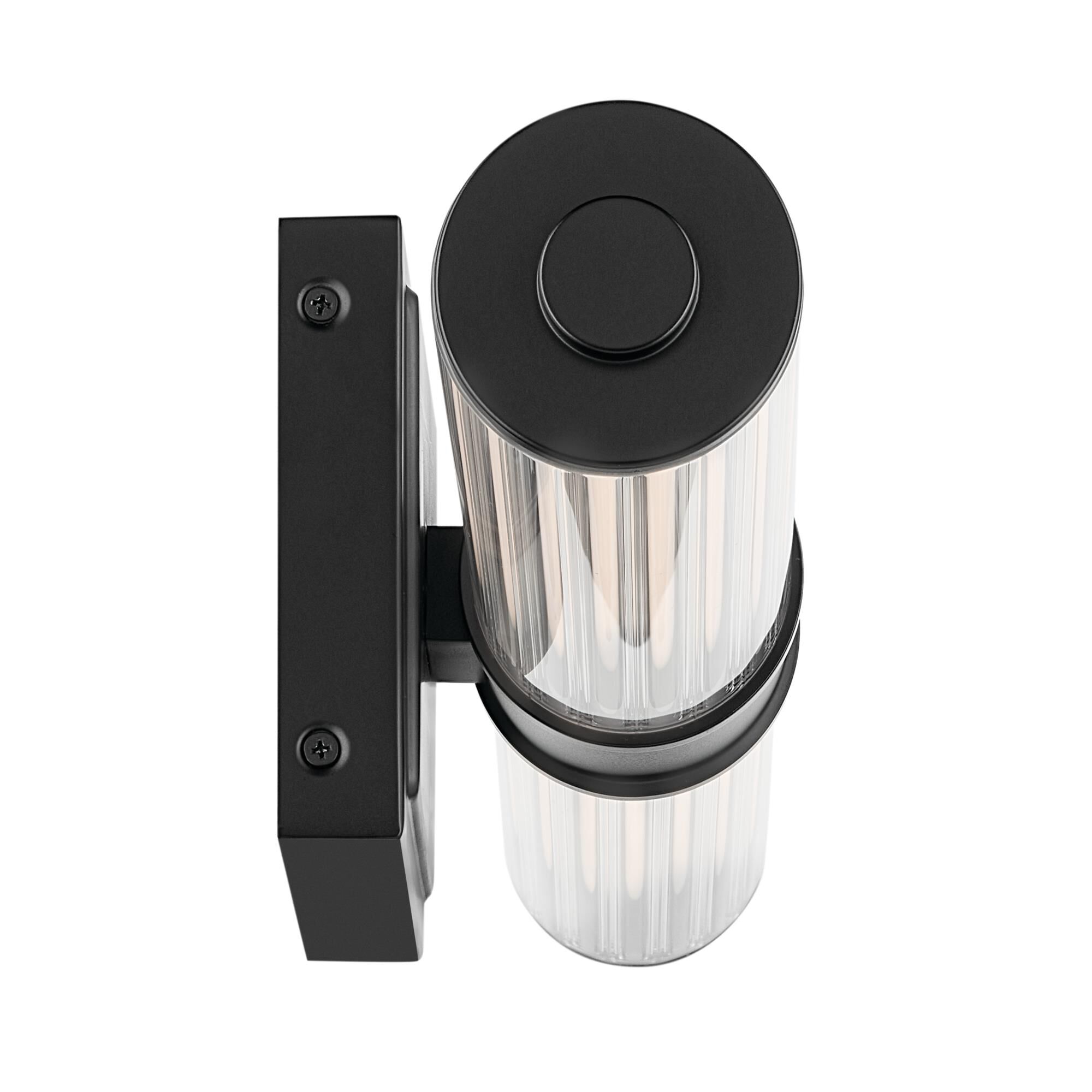 Shown in Black finish and Clear Fluted glass