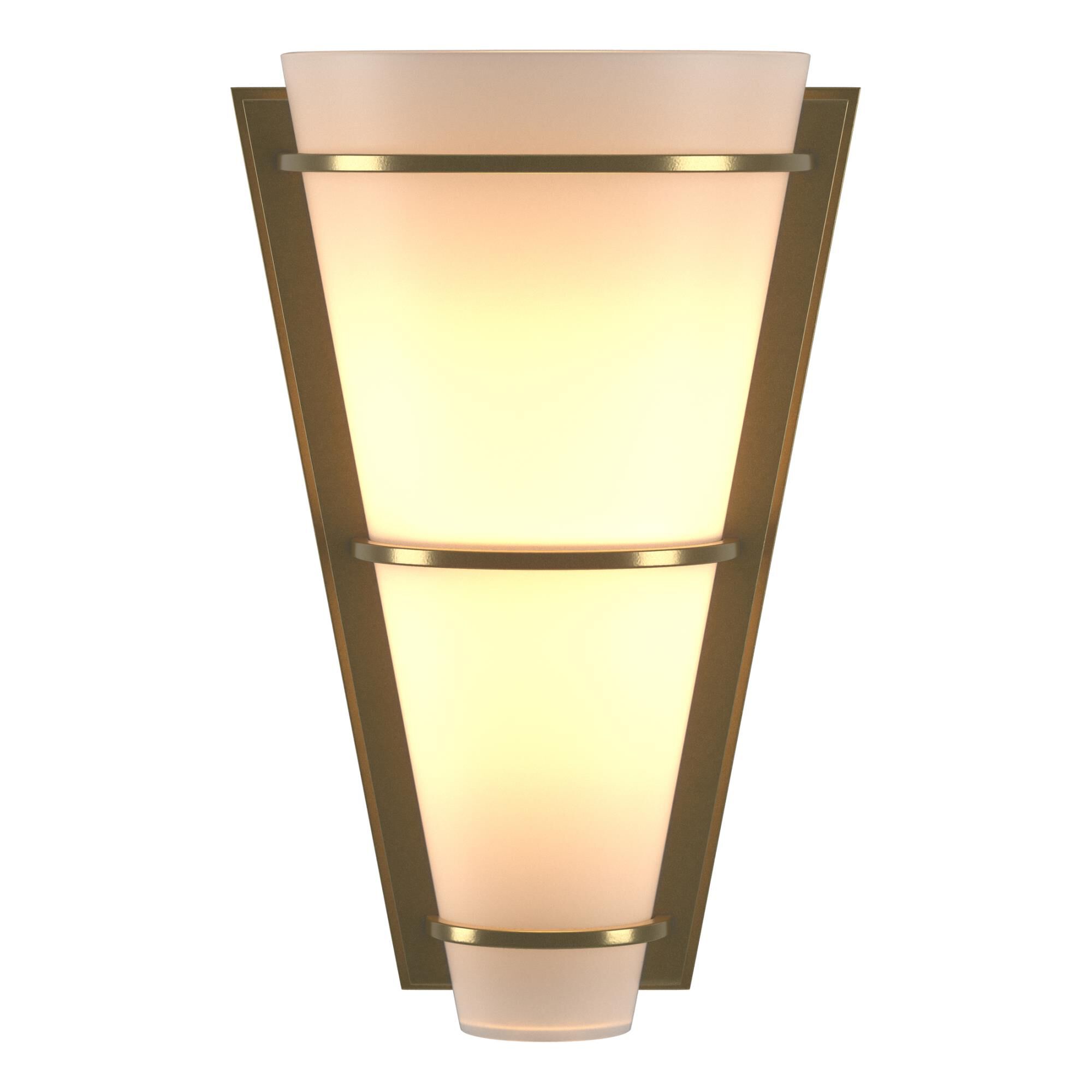 Shown in Modern Brass finish and Opal glass