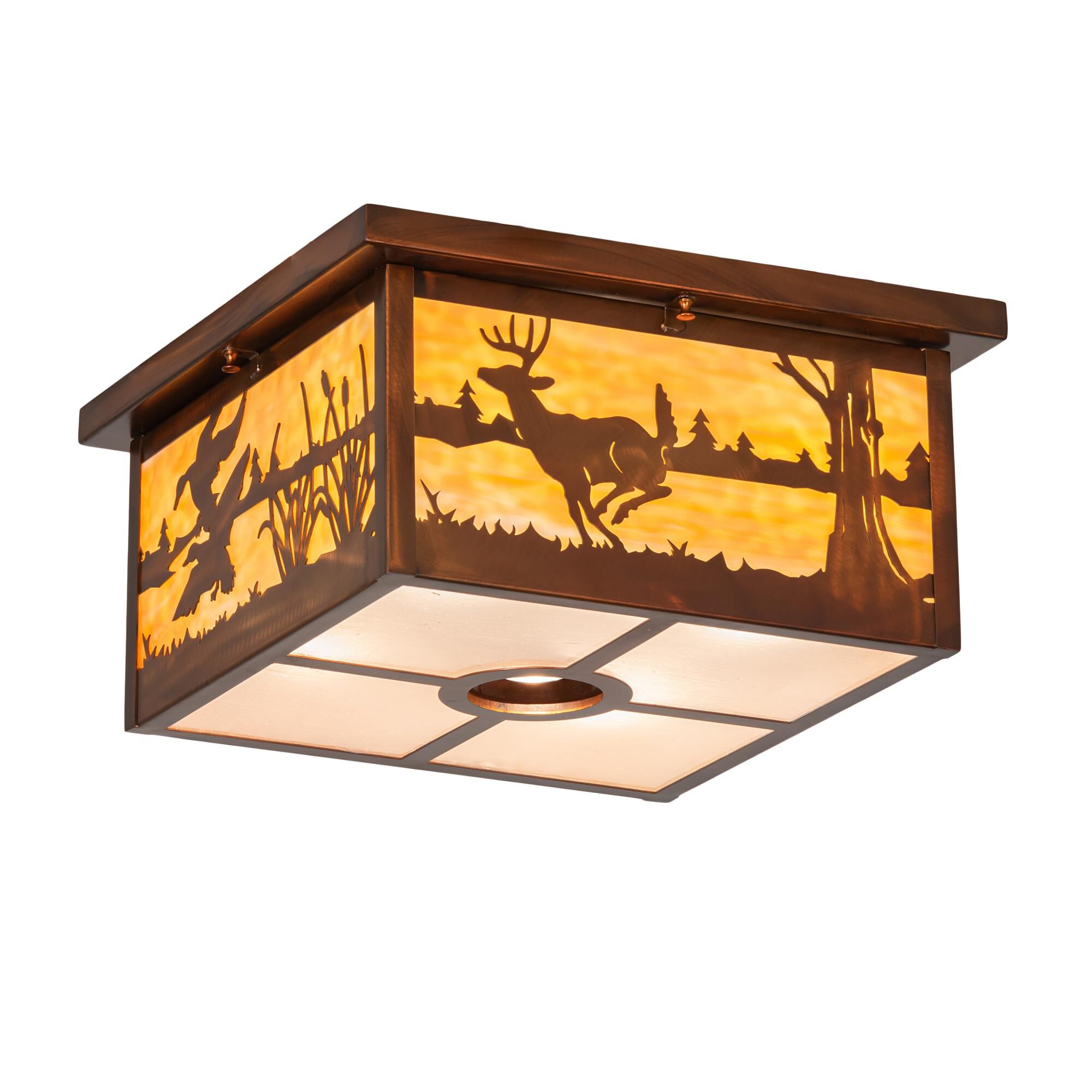 Deer At Lake 25 Inch 2 Light Flush Mount by Meyda Lighting