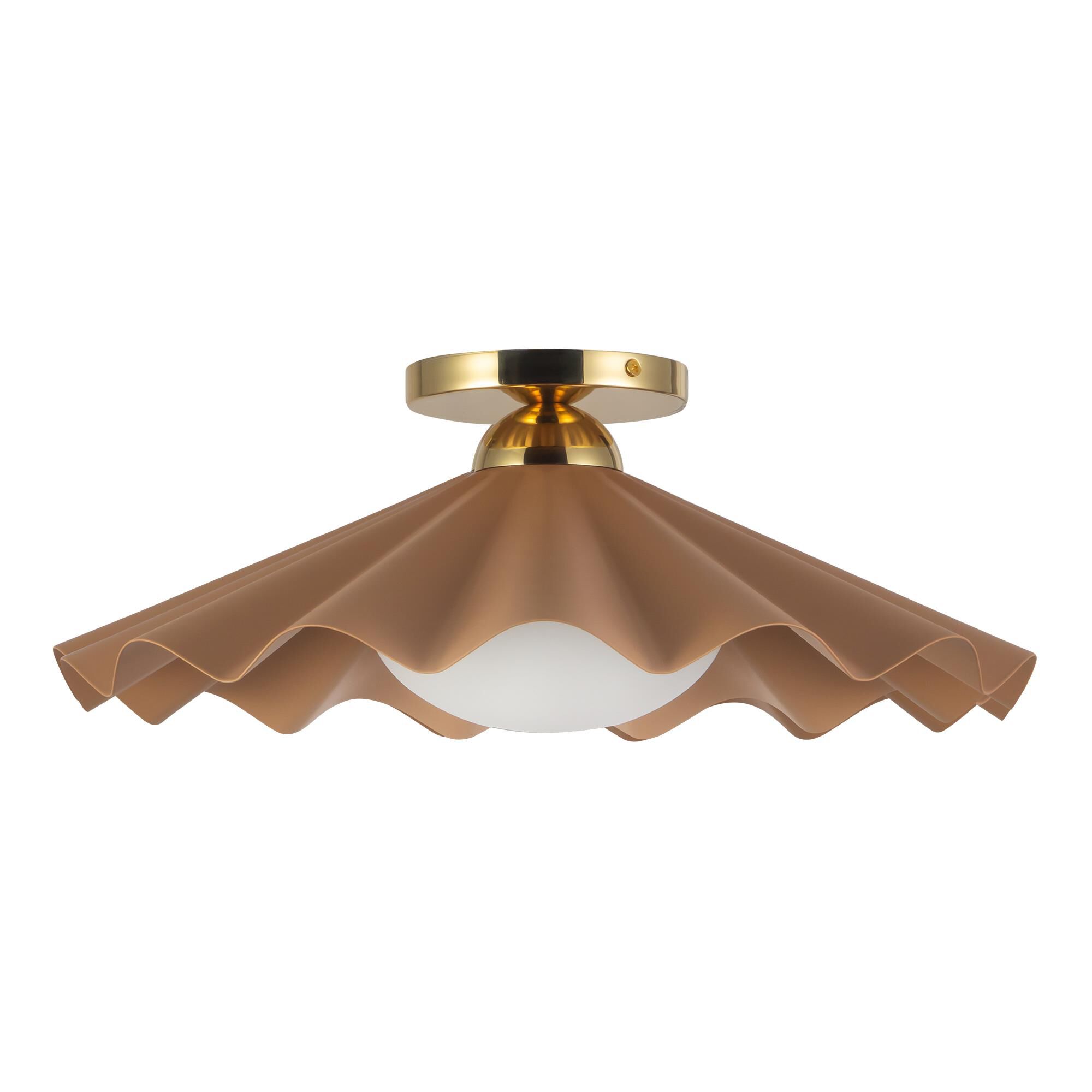 Shown in Peach finish and Matte Opal glass