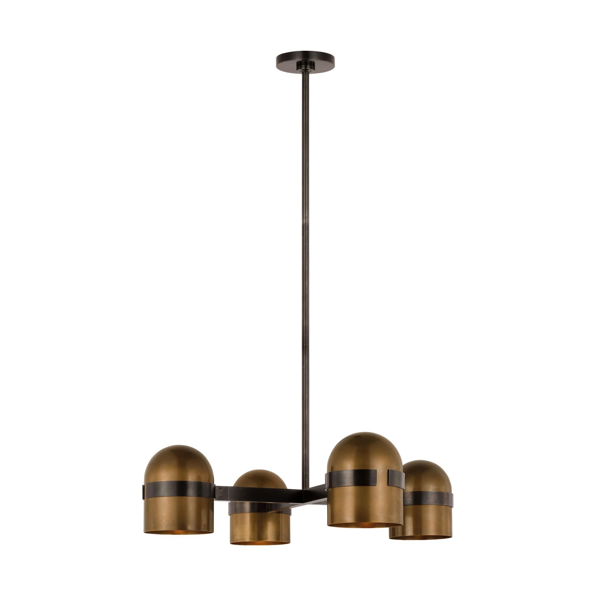 Shown in Blackened Bronze/Bright Worn Brass finish and Brass shade