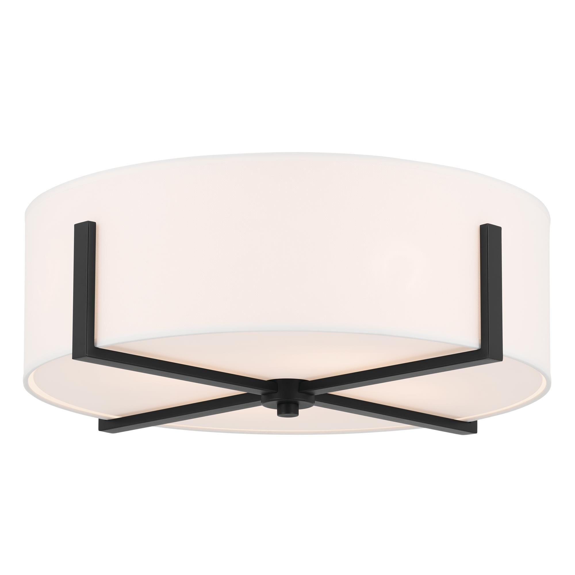 Shown in Black finish and Fabric and Drum Linen shade