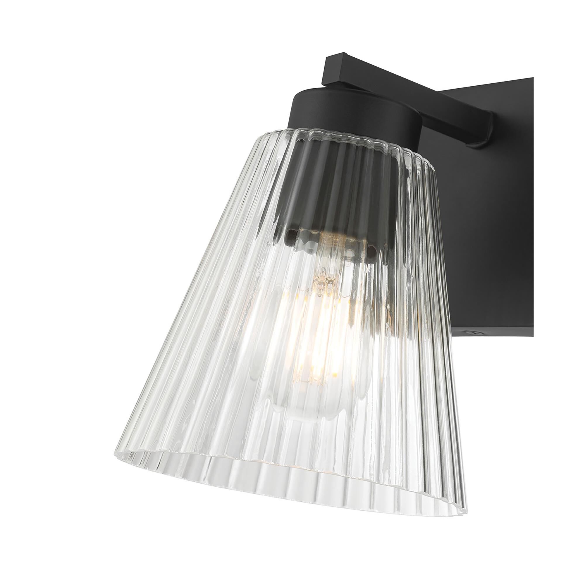 Shown in Matte Black finish and Clear Striated glass