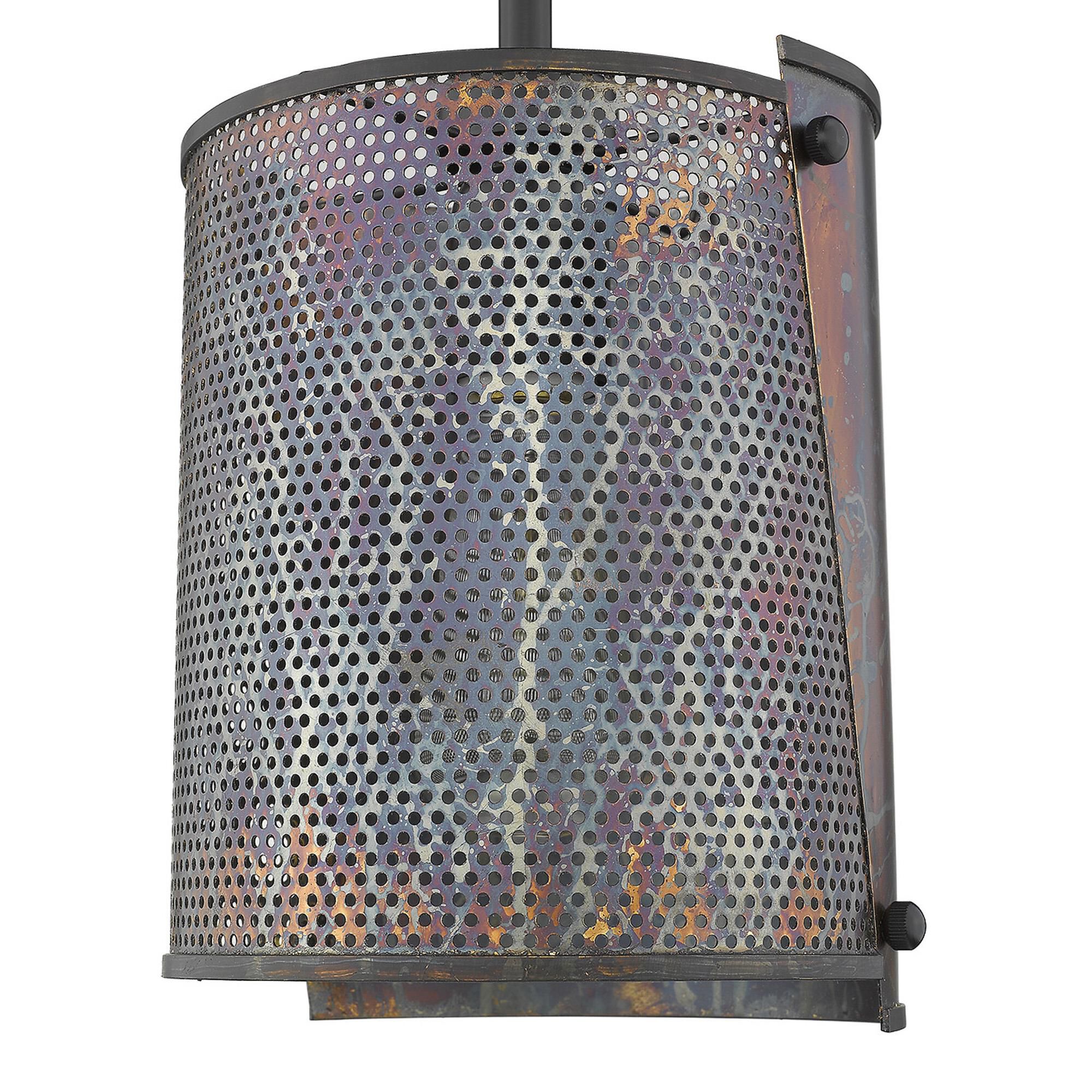 Shown in Bronze Patina finish and Bronze Patina glass and Bronze Patina, Metal Drum shade
