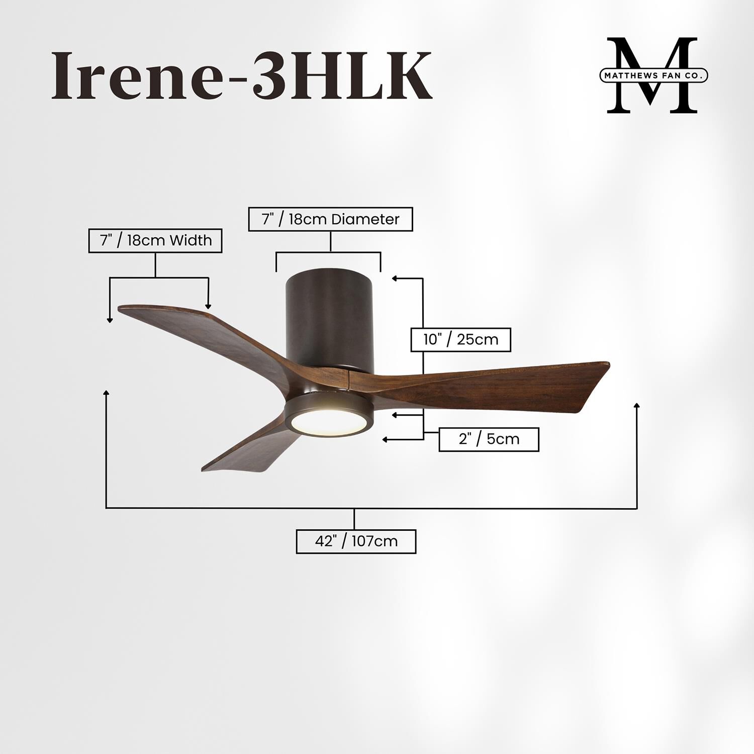 Irene 42 Inch Flush Mount Fan with Light Kit by Matthews Fan Company