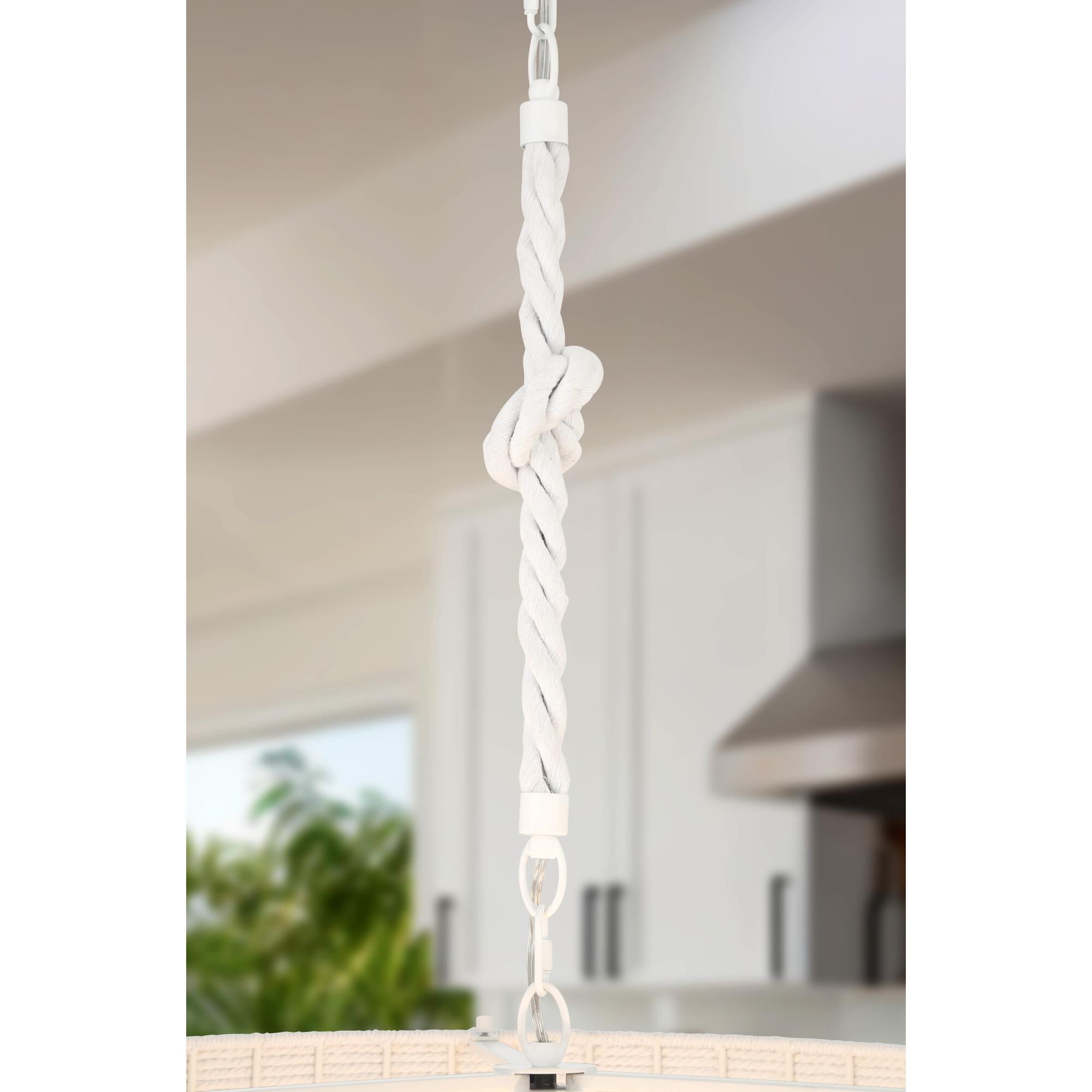 Shown in Matte White finish and Cotton Rope shade