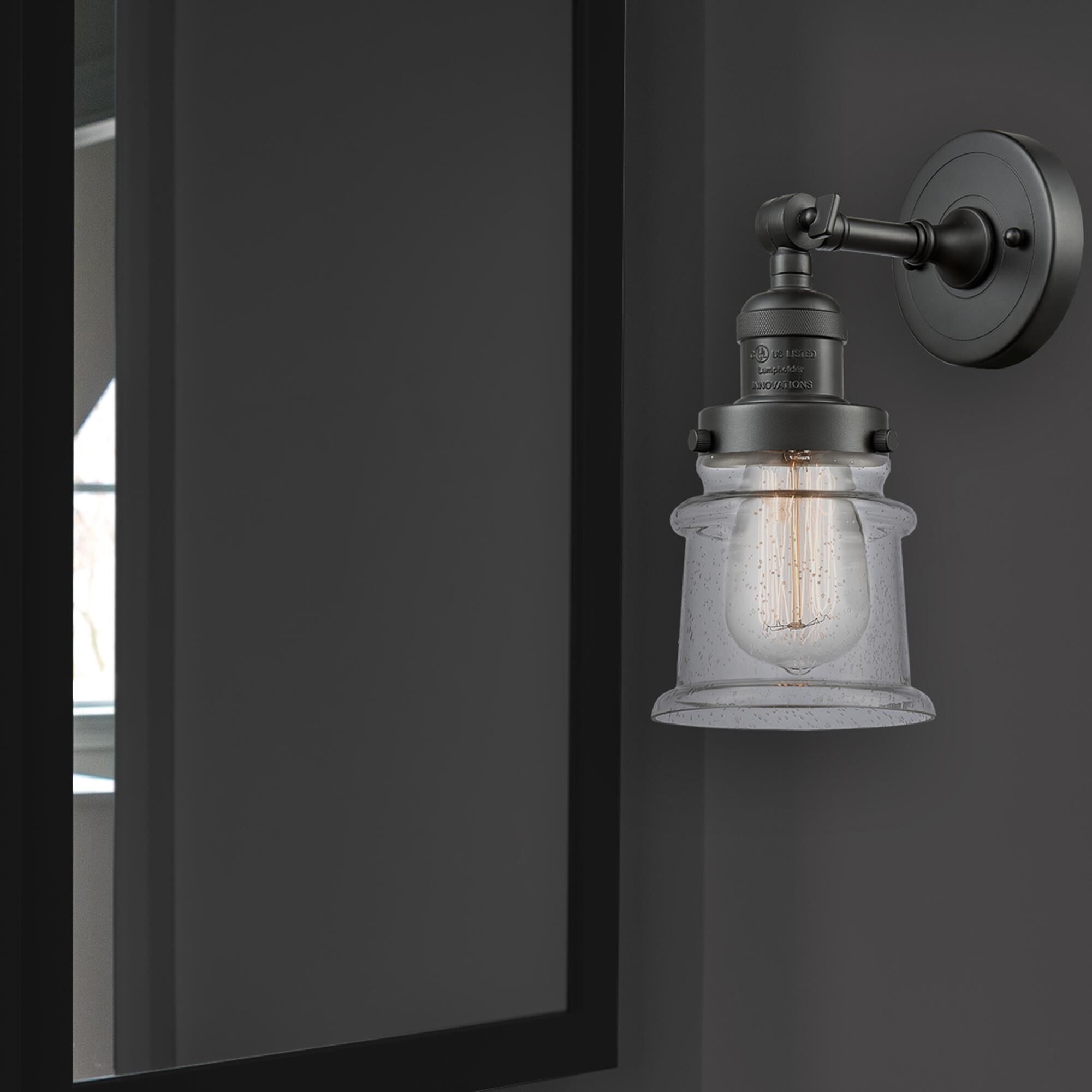Shown in Oil Rubbed Bronze finish and Seedy glass