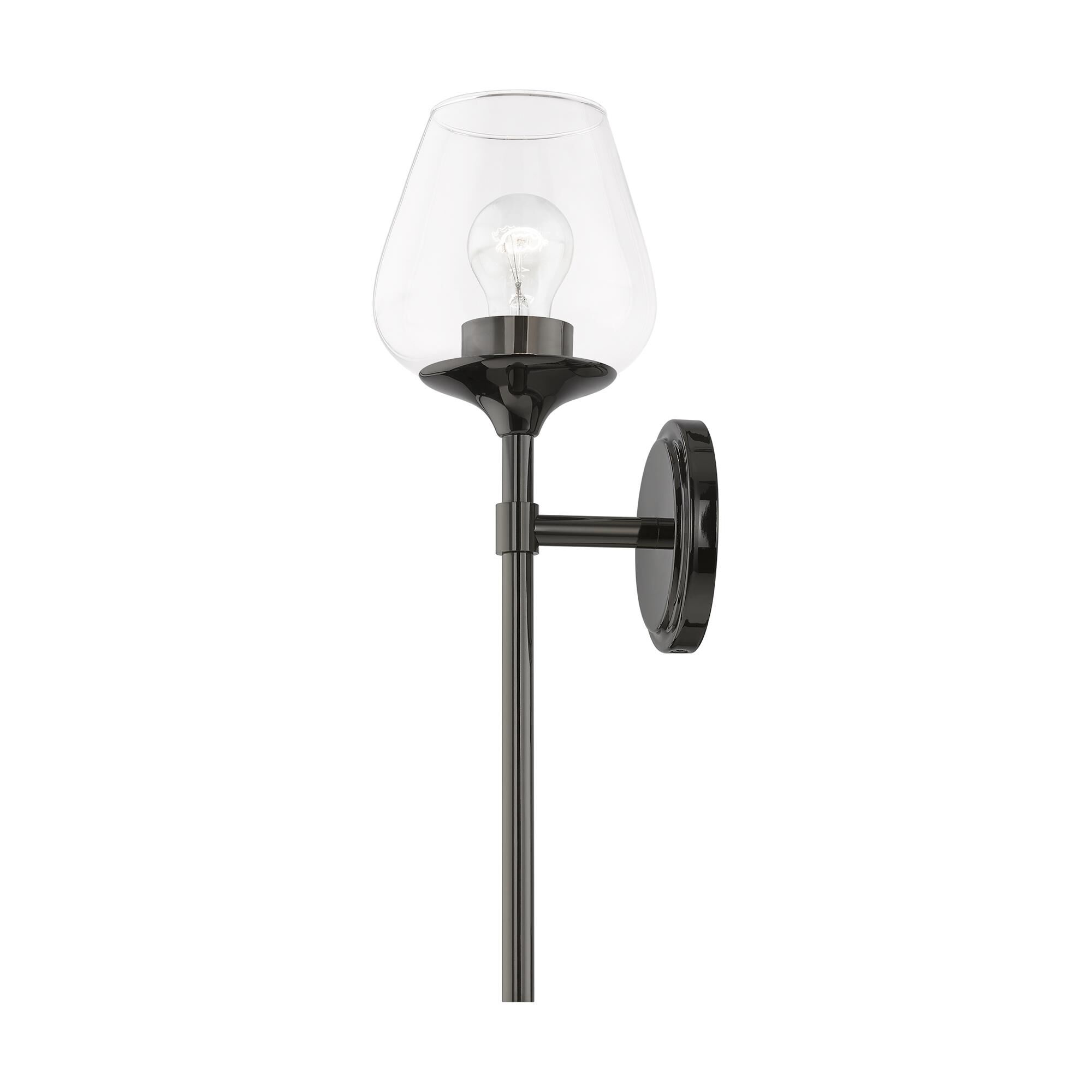 Shown in Black Chrome finish and Clear glass